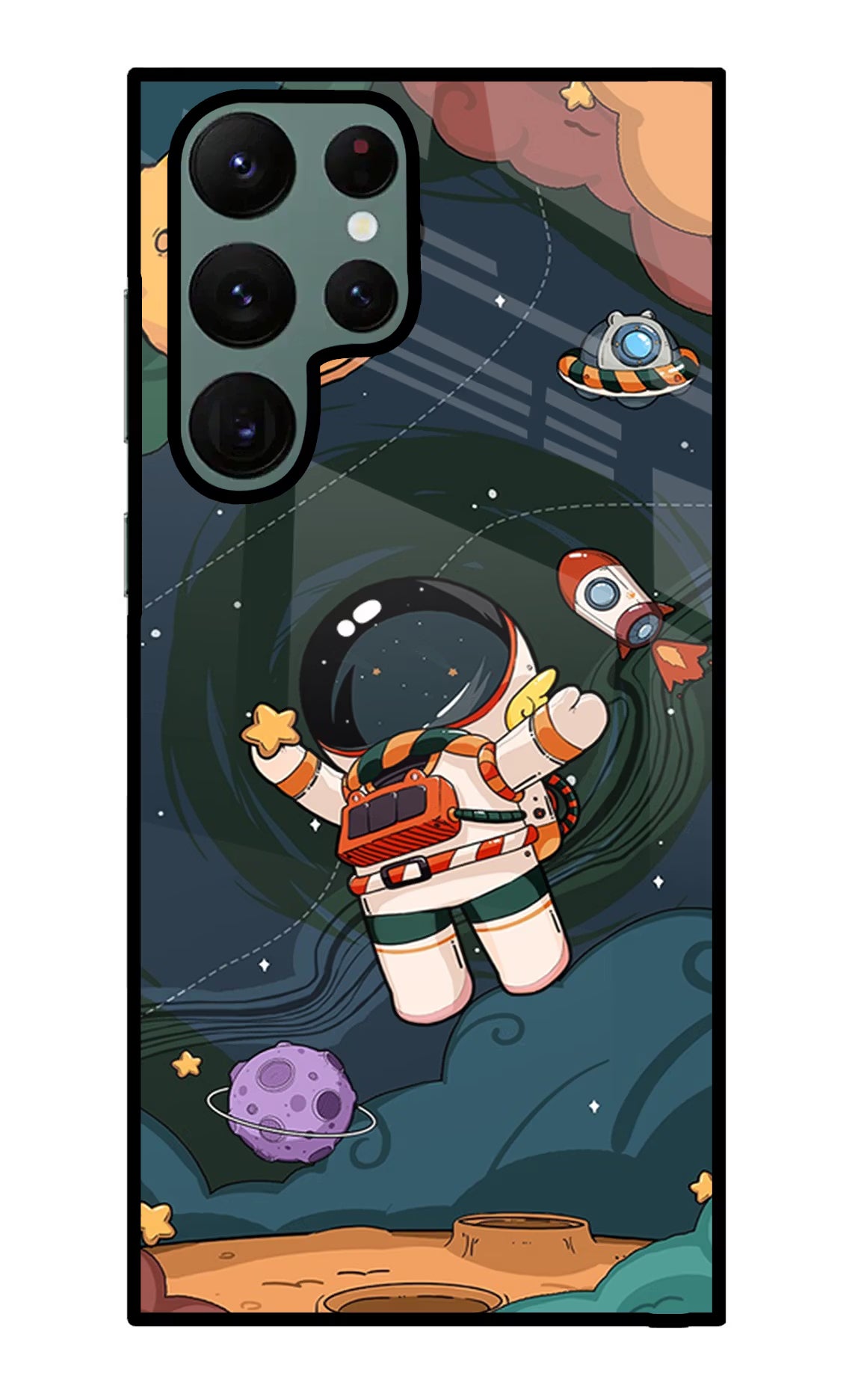 Cartoon Astronaut Samsung S22 Ultra Back Cover - Cartoon Astronaut Samsung S22 Ultra Glass Case Back Cover by Casekaro Cartoon Astronaut Samsung S22 Ultra Glass Case Back Cover by Casekaro