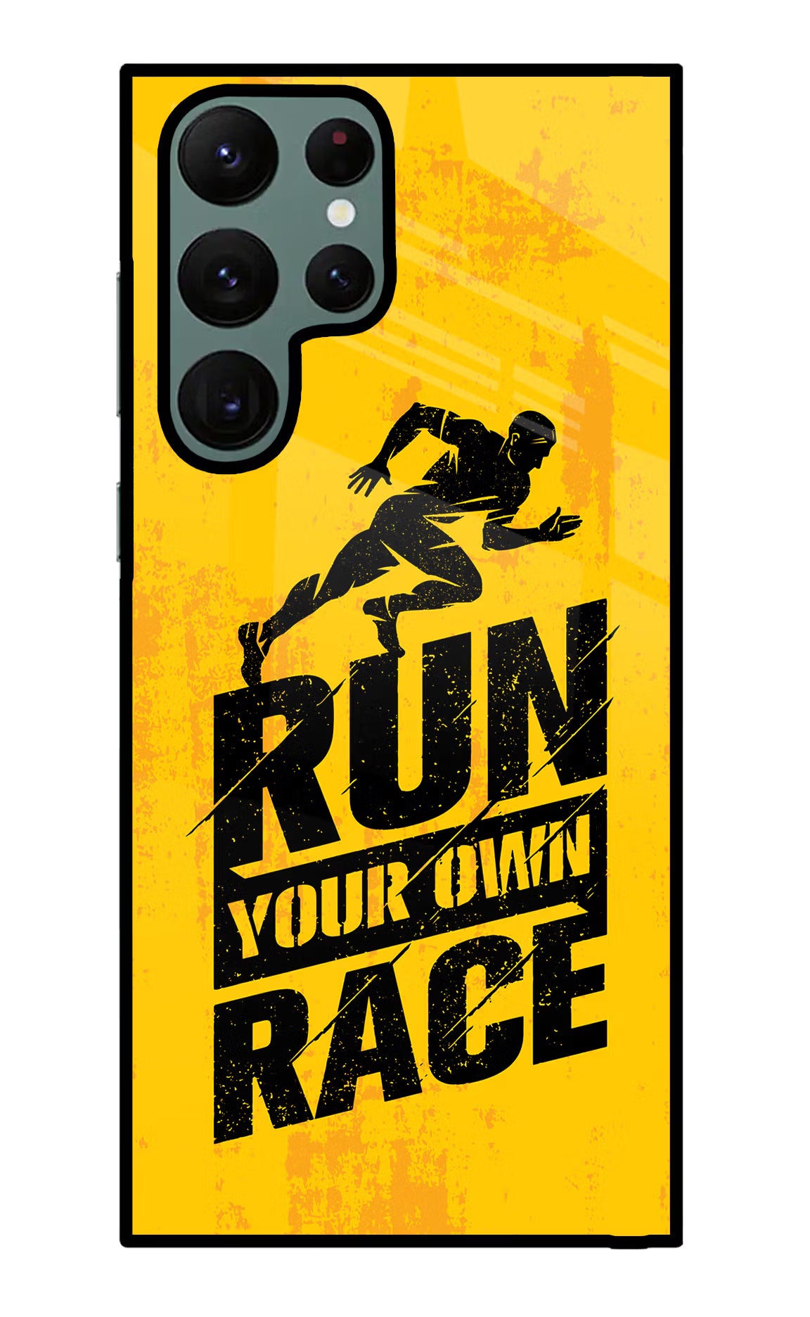 Run Your Own Race Samsung S22 Ultra Back Cover - Run Your Own Race Samsung S22 Ultra Glass Case Back Cover by Casekaro Run Your Own Race Samsung S22 Ultra Glass Case Back Cover by Casekaro
