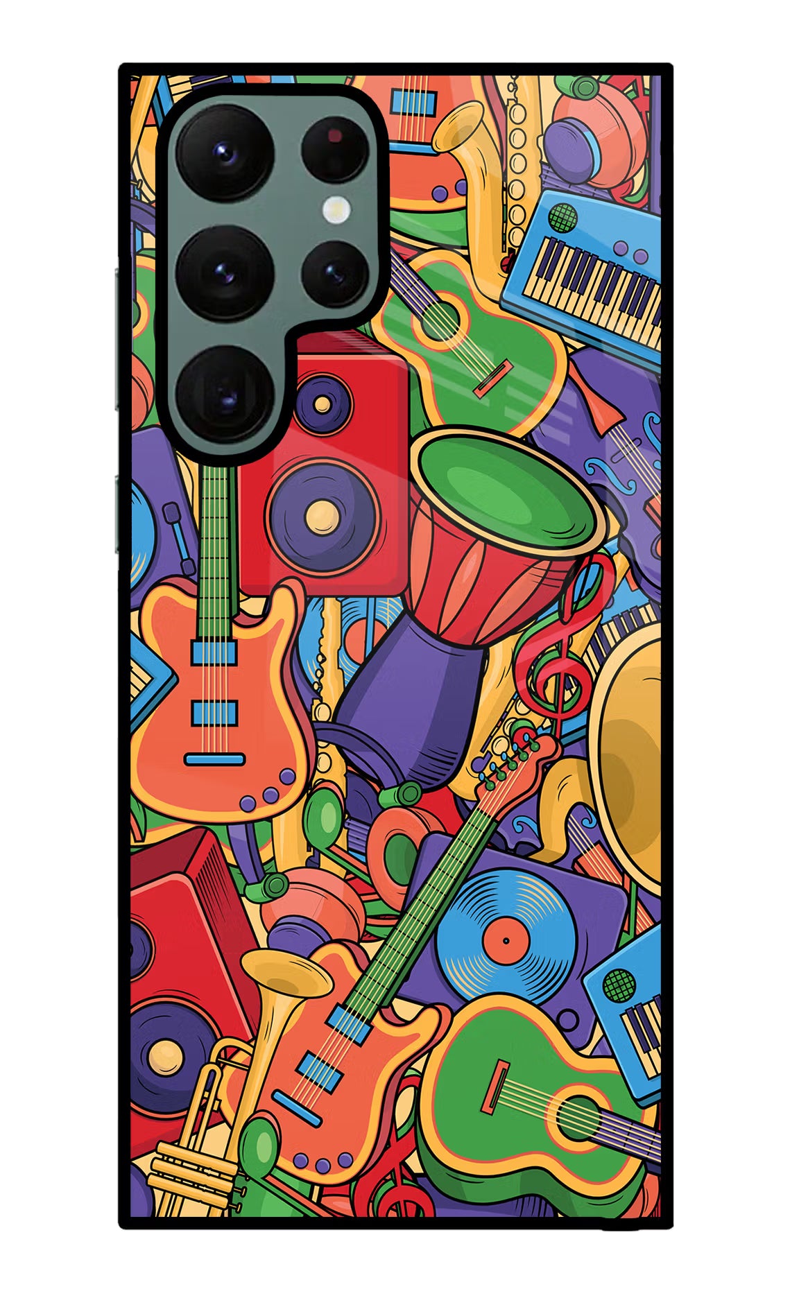 Music Instrument Doodle Samsung S22 Ultra Back Cover - Music Instrument Doodle Samsung S22 Ultra Glass Case Back Cover by Casekaro Music Instrument Doodle Samsung S22 Ultra Glass Case Back Cover by Casekaro