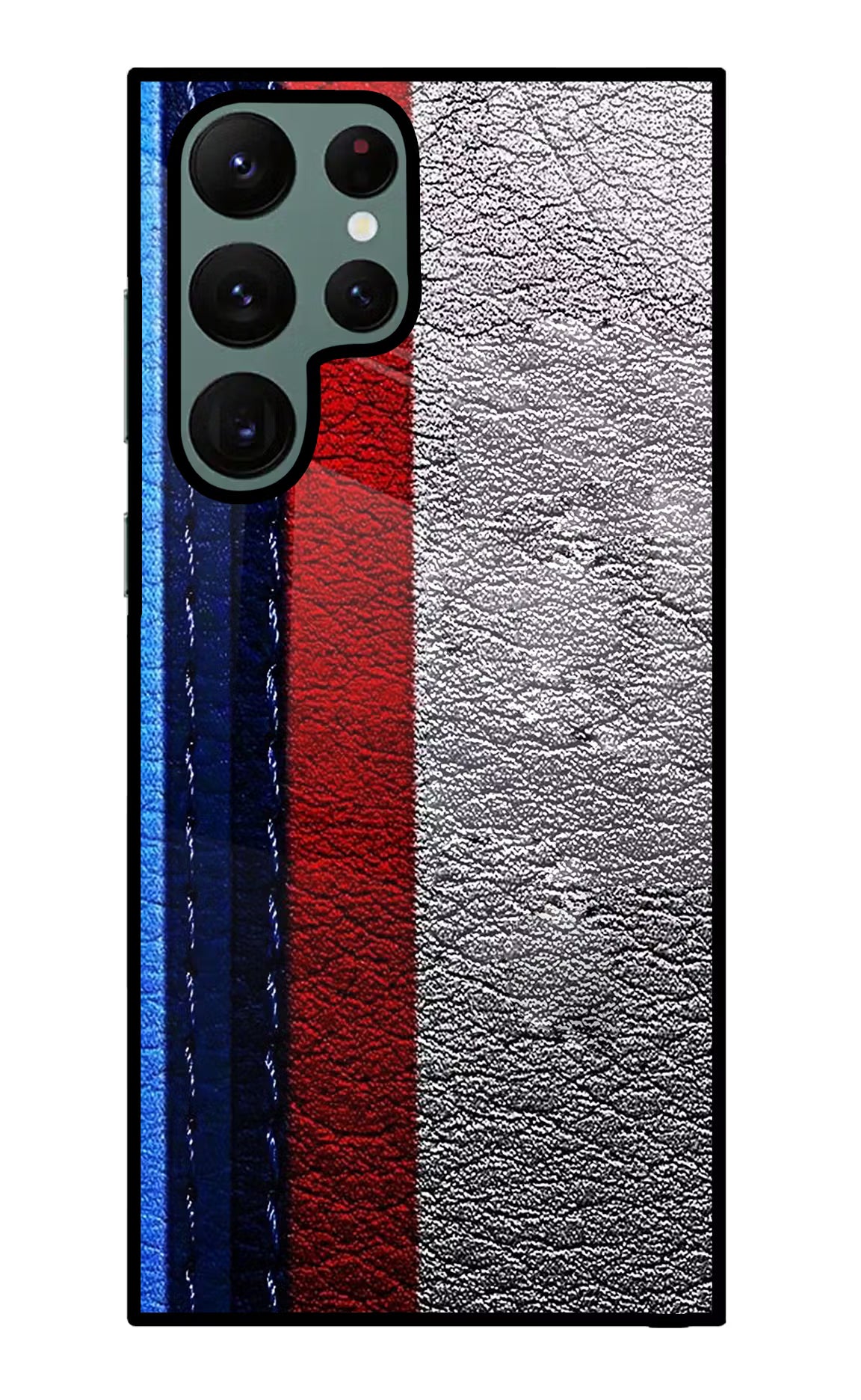 BMW Stripes Samsung S22 Ultra Back Cover - BMW Stripes Samsung S22 Ultra Glass Case Back Cover by Casekaro BMW Stripes Samsung S22 Ultra Glass Case Back Cover by Casekaro