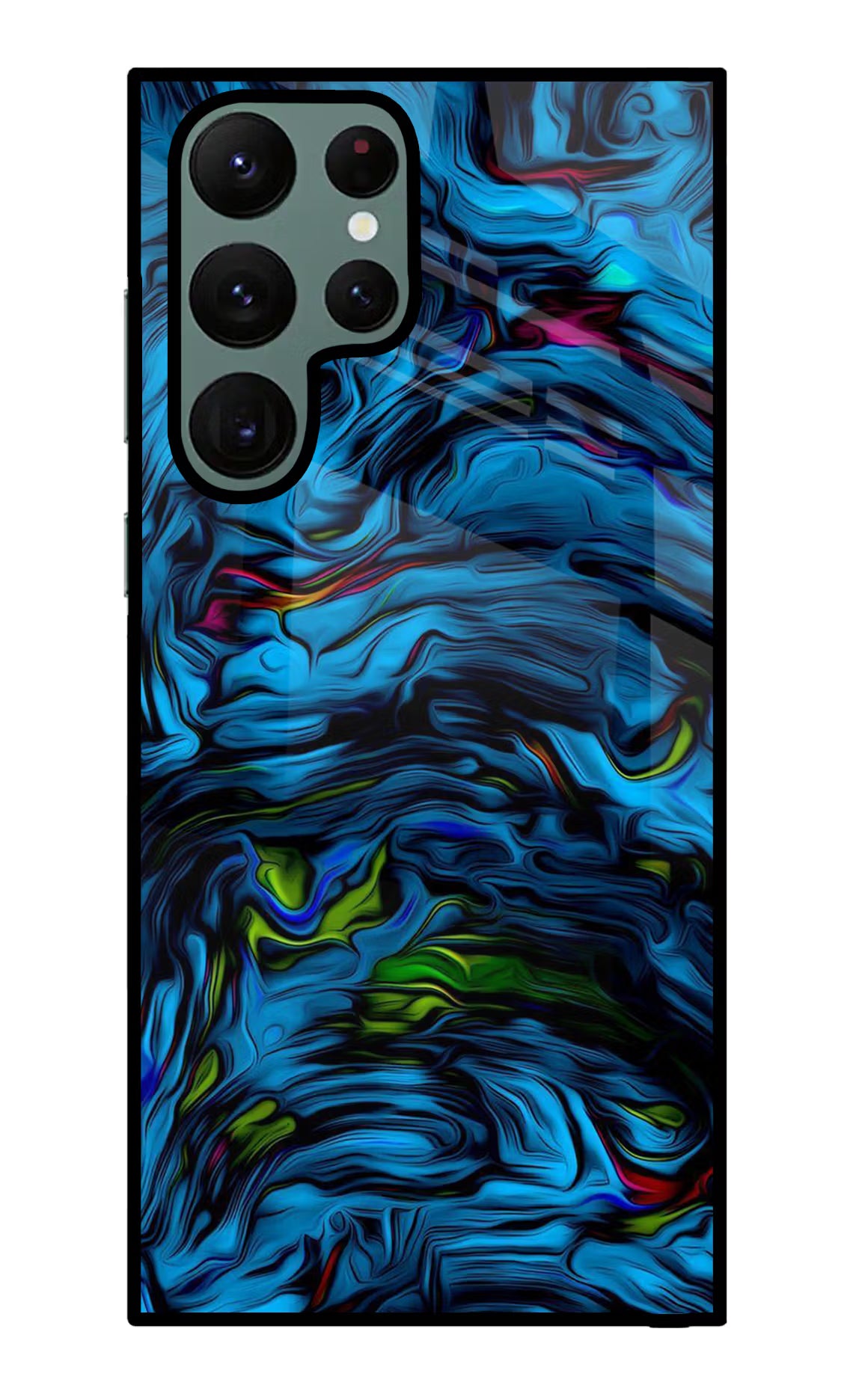 Dark Blue Abstract Samsung S22 Ultra Back Cover - Dark Blue Abstract Samsung S22 Ultra Glass Case Back Cover by Casekaro Dark Blue Abstract Samsung S22 Ultra Glass Case Back Cover by Casekaro