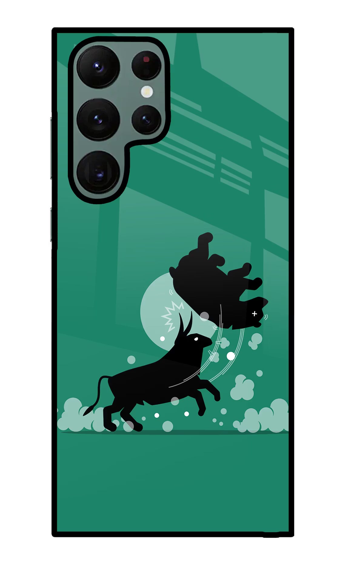 Bull Conqueror Samsung S22 Ultra Back Cover - Bull Conqueror Samsung S22 Ultra Glass Case Back Cover by Casekaro Bull Conqueror Samsung S22 Ultra Glass Case Back Cover by Casekaro