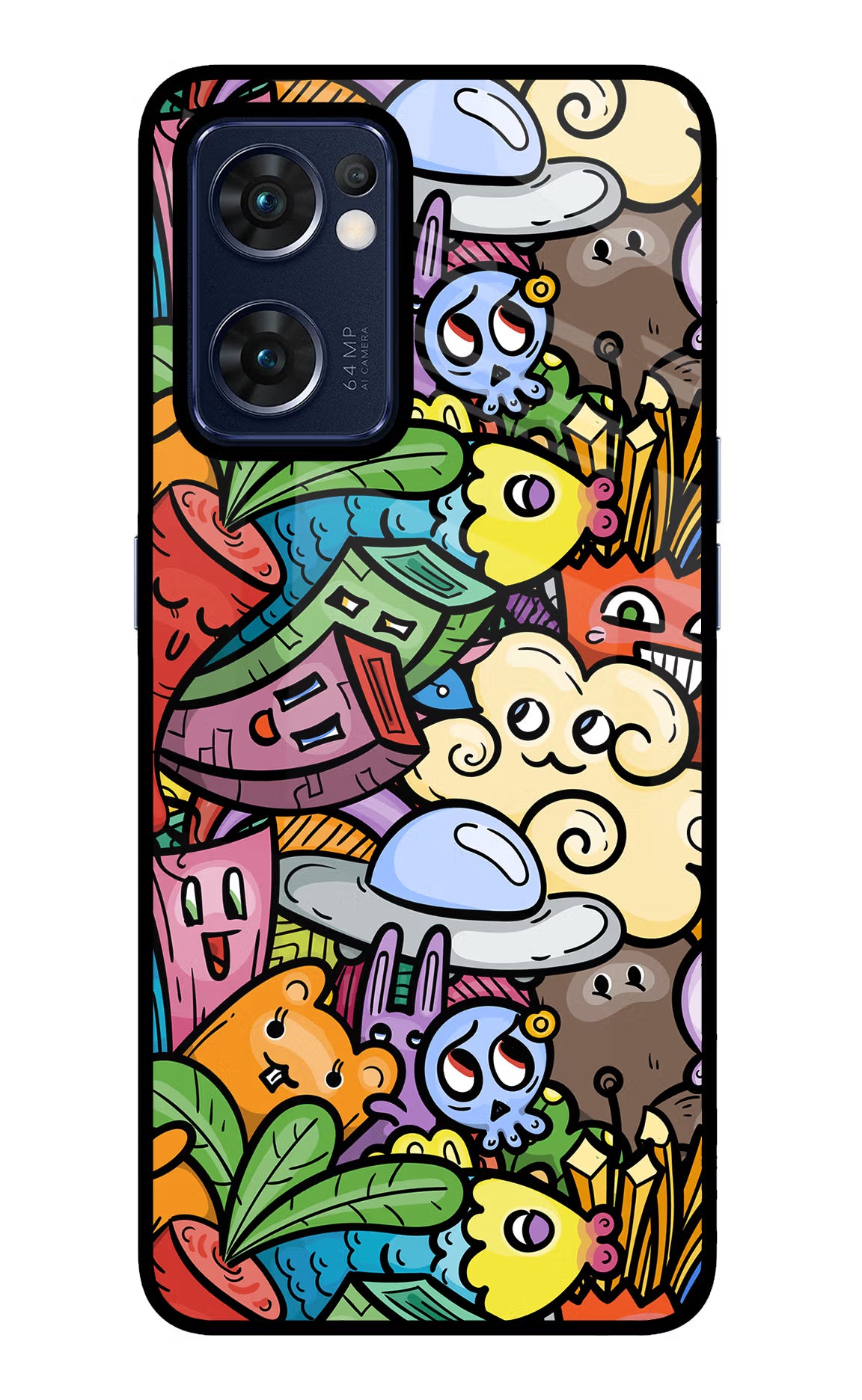 Veggie Doodle Oppo Reno7 5G Glass Case - Veggie Doodle Oppo Reno7 5G Glass Case Veggie Doodle Oppo Reno7 5G Glass Case