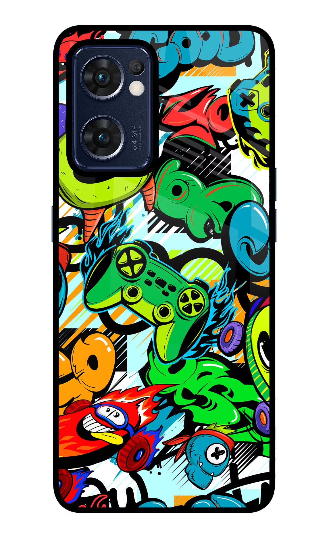 Game Doodle Oppo Reno7 5G Glass Case - Game Doodle Oppo Reno7 5G Glass Case Game Doodle Oppo Reno7 5G Glass Case