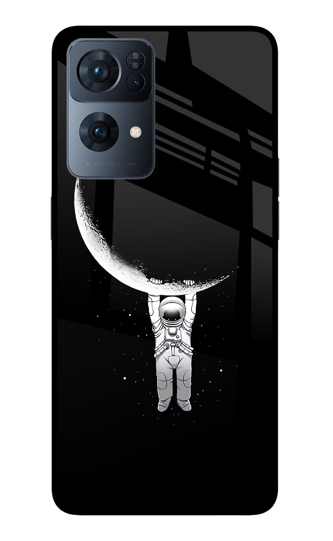 Moon Space Oppo Reno7 Pro 5G Back Cover - Moon Space Oppo Reno7 Pro 5G Glass Case Back Cover by Casekaro Moon Space Oppo Reno7 Pro 5G Glass Case Back Cover by Casekaro