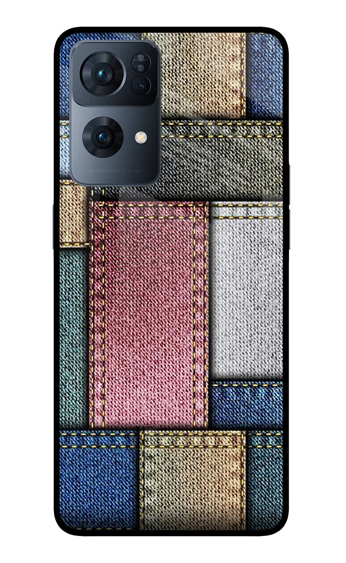 Multicolor Jeans Oppo Reno7 Pro 5G Glass Case - Multicolor Jeans Oppo Reno7 Pro 5G Glass Case Multicolor Jeans Oppo Reno7 Pro 5G Glass Case