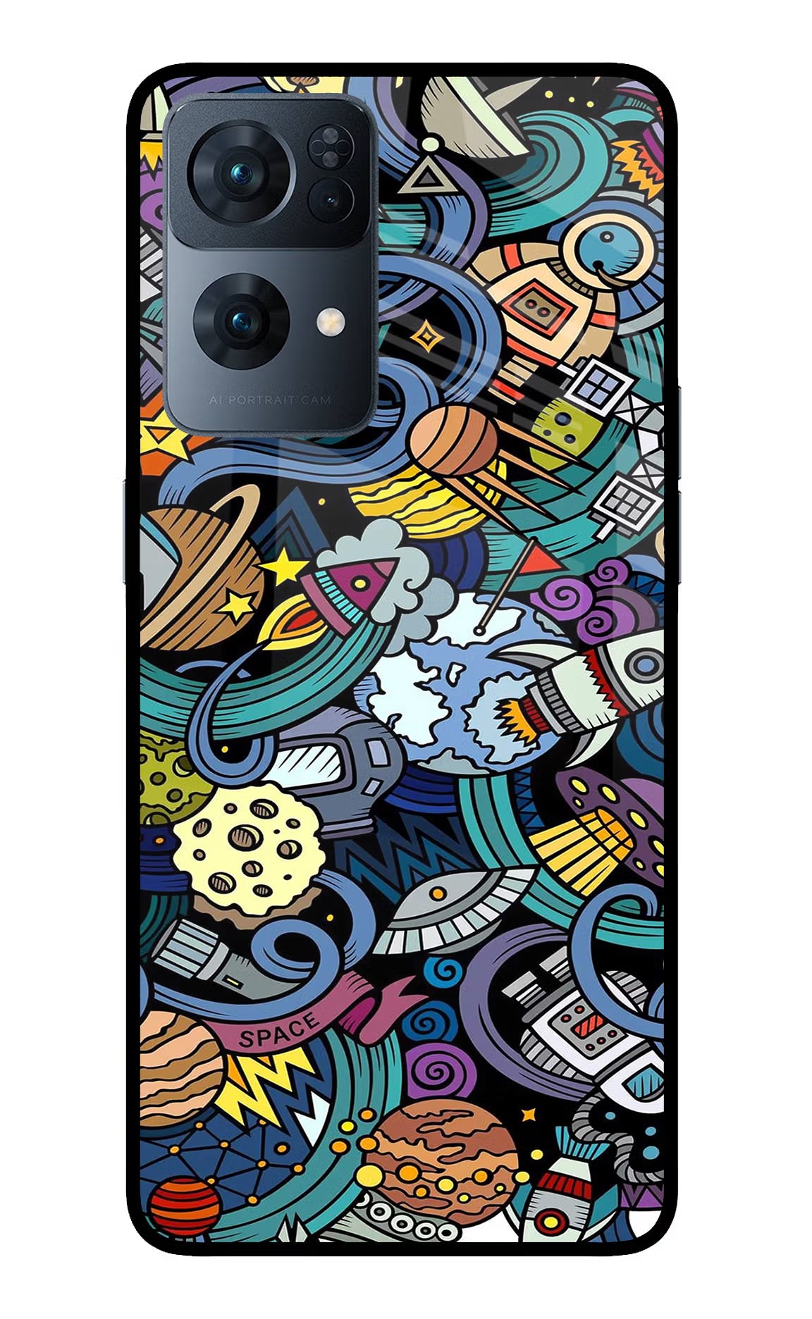 Space Abstract Oppo Reno7 Pro 5G Back Cover - Space Abstract Oppo Reno7 Pro 5G Glass Case Back Cover by Casekaro Space Abstract Oppo Reno7 Pro 5G Glass Case Back Cover by Casekaro