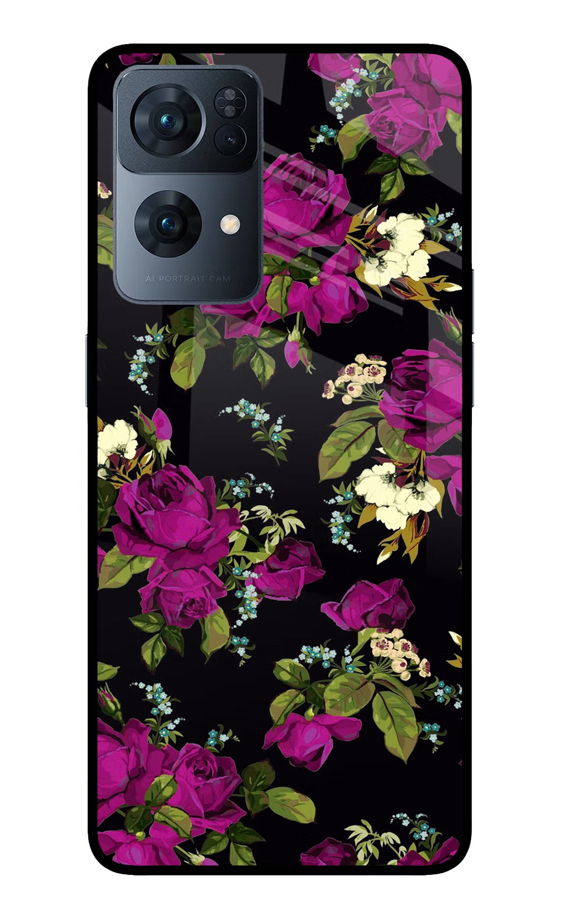 Flowers Oppo Reno7 Pro 5G Back Cover - Flowers Oppo Reno7 Pro 5G Glass Case Back Cover by Casekaro Flowers Oppo Reno7 Pro 5G Glass Case Back Cover by Casekaro