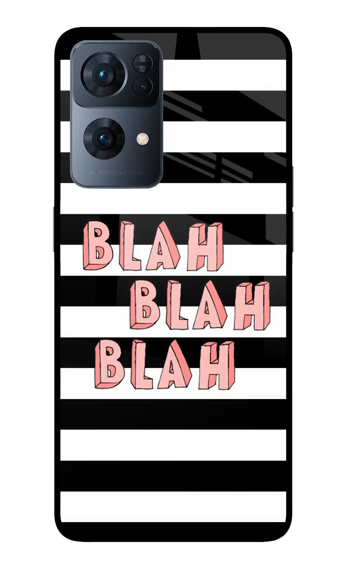 Blah Blah Blah Oppo Reno7 Pro 5G Back Cover - Blah Blah Blah Oppo Reno7 Pro 5G Glass Case Back Cover by Casekaro Blah Blah Blah Oppo Reno7 Pro 5G Glass Case Back Cover by Casekaro