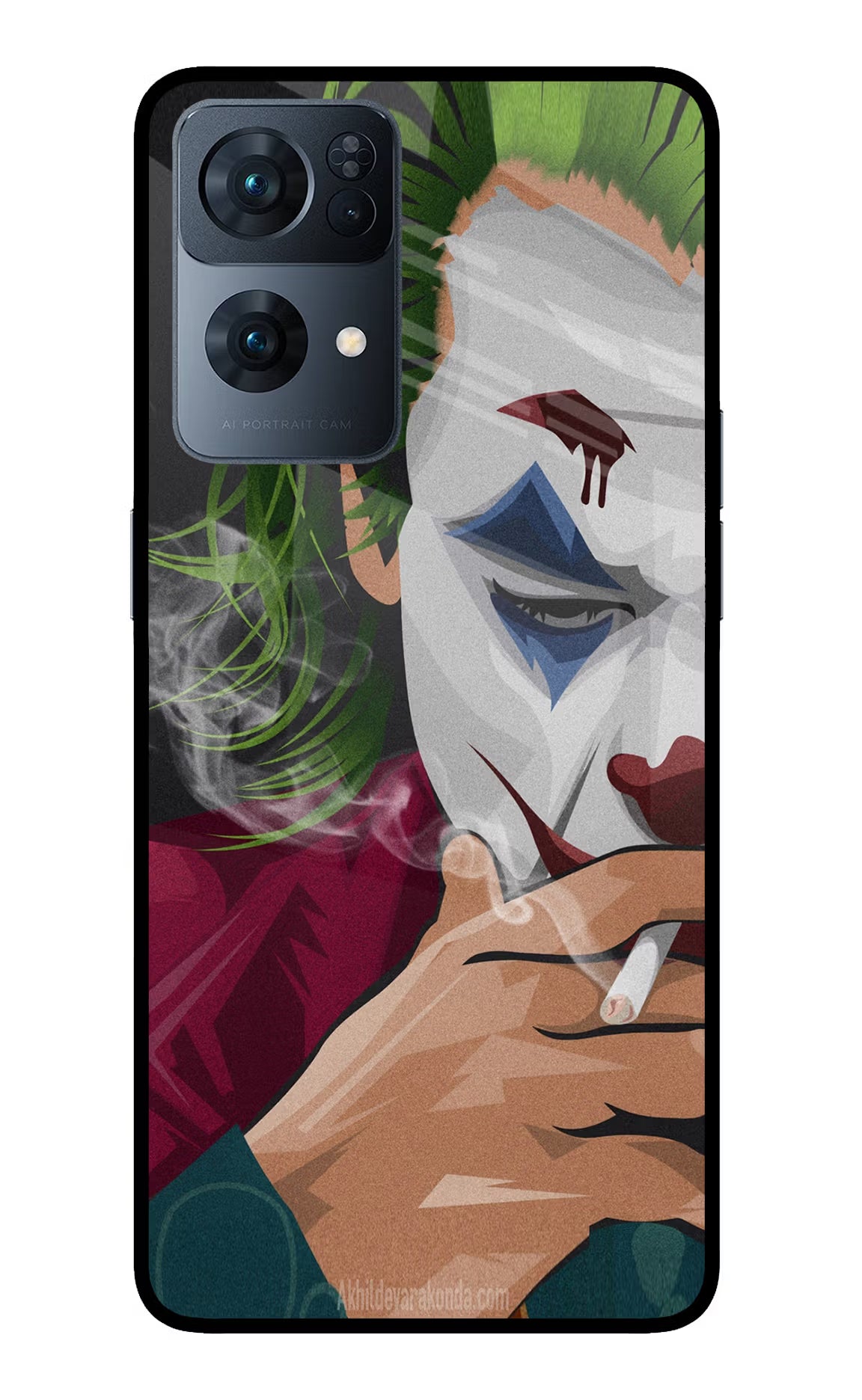 Joker Smoking Oppo Reno7 Pro 5G Glass Case - Joker Smoking Oppo Reno7 Pro 5G Glass Case Joker Smoking Oppo Reno7 Pro 5G Glass Case