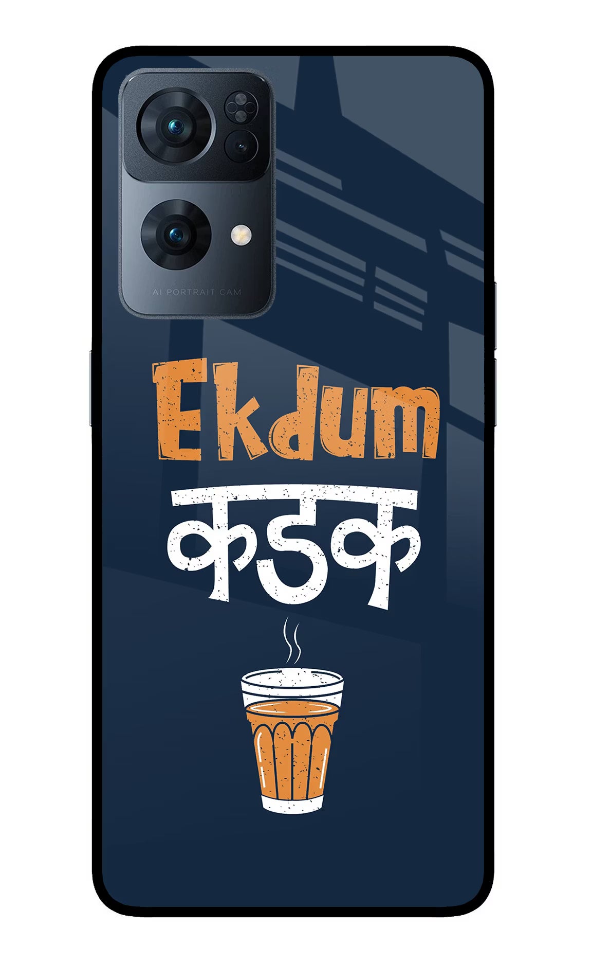 Ekdum Kadak Chai Oppo Reno7 Pro 5G Back Cover - Ekdum Kadak Chai Oppo Reno7 Pro 5G Glass Case Back Cover by Casekaro Ekdum Kadak Chai Oppo Reno7 Pro 5G Glass Case Back Cover by Casekaro