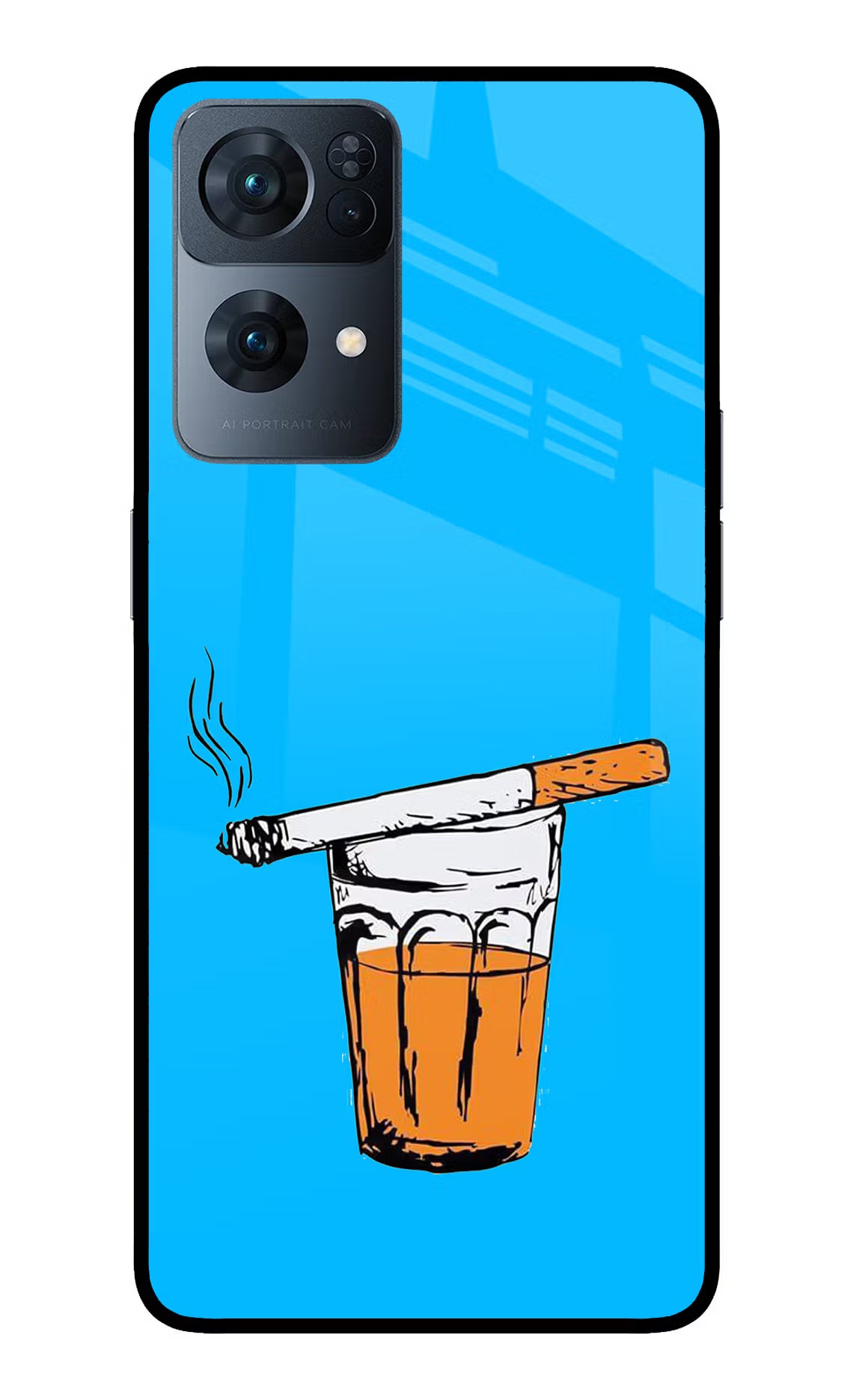 Chai Sutta Oppo Reno7 Pro 5G Back Cover - Chai Sutta Oppo Reno7 Pro 5G Glass Case Back Cover by Casekaro Chai Sutta Oppo Reno7 Pro 5G Glass Case Back Cover by Casekaro