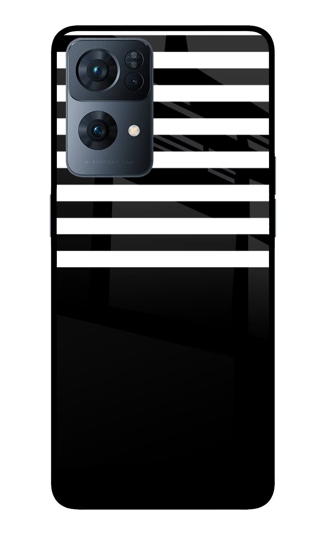 Black and White Print Oppo Reno7 Pro 5G Back Cover - Black and White Print Oppo Reno7 Pro 5G Glass Case Back Cover by Casekaro Black and White Print Oppo Reno7 Pro 5G Glass Case Back Cover by Casekaro