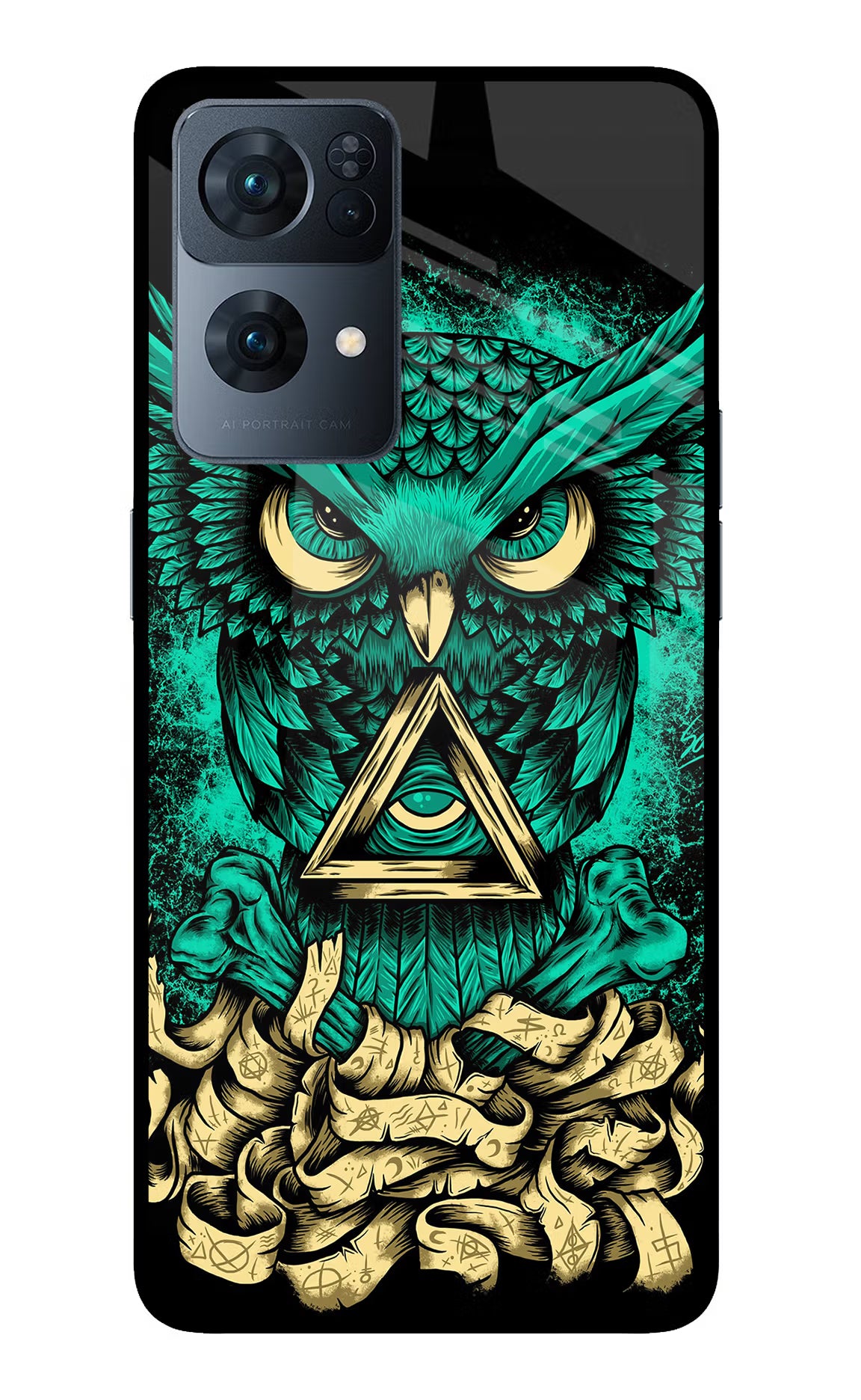 Green Owl Oppo Reno7 Pro 5G Glass Case - Green Owl Oppo Reno7 Pro 5G Glass Case Green Owl Oppo Reno7 Pro 5G Glass Case
