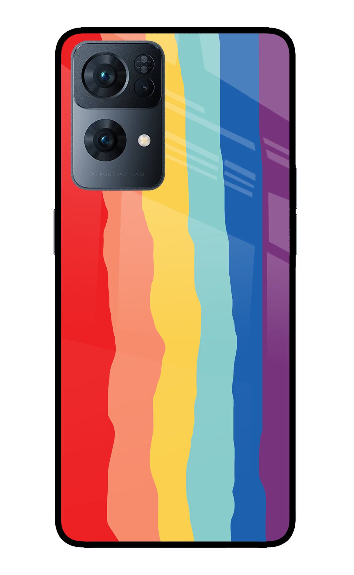 Rainbow Oppo Reno7 Pro 5G Back Cover - Rainbow Oppo Reno7 Pro 5G Glass Case Back Cover by Casekaro Rainbow Oppo Reno7 Pro 5G Glass Case Back Cover by Casekaro