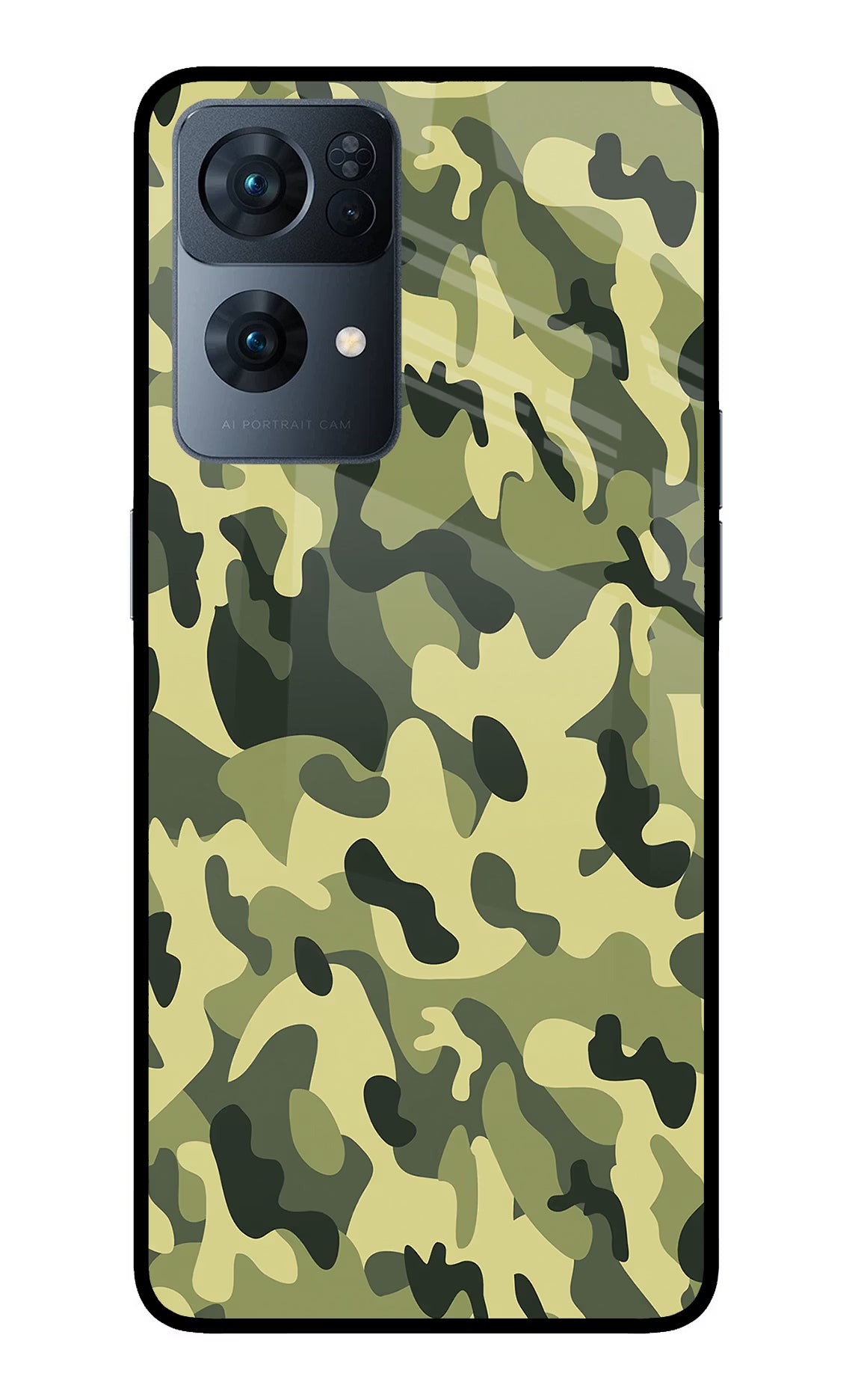 Camouflage Oppo Reno7 Pro 5G Back Cover - Camouflage Oppo Reno7 Pro 5G Glass Case Back Cover by Casekaro Camouflage Oppo Reno7 Pro 5G Glass Case Back Cover by Casekaro