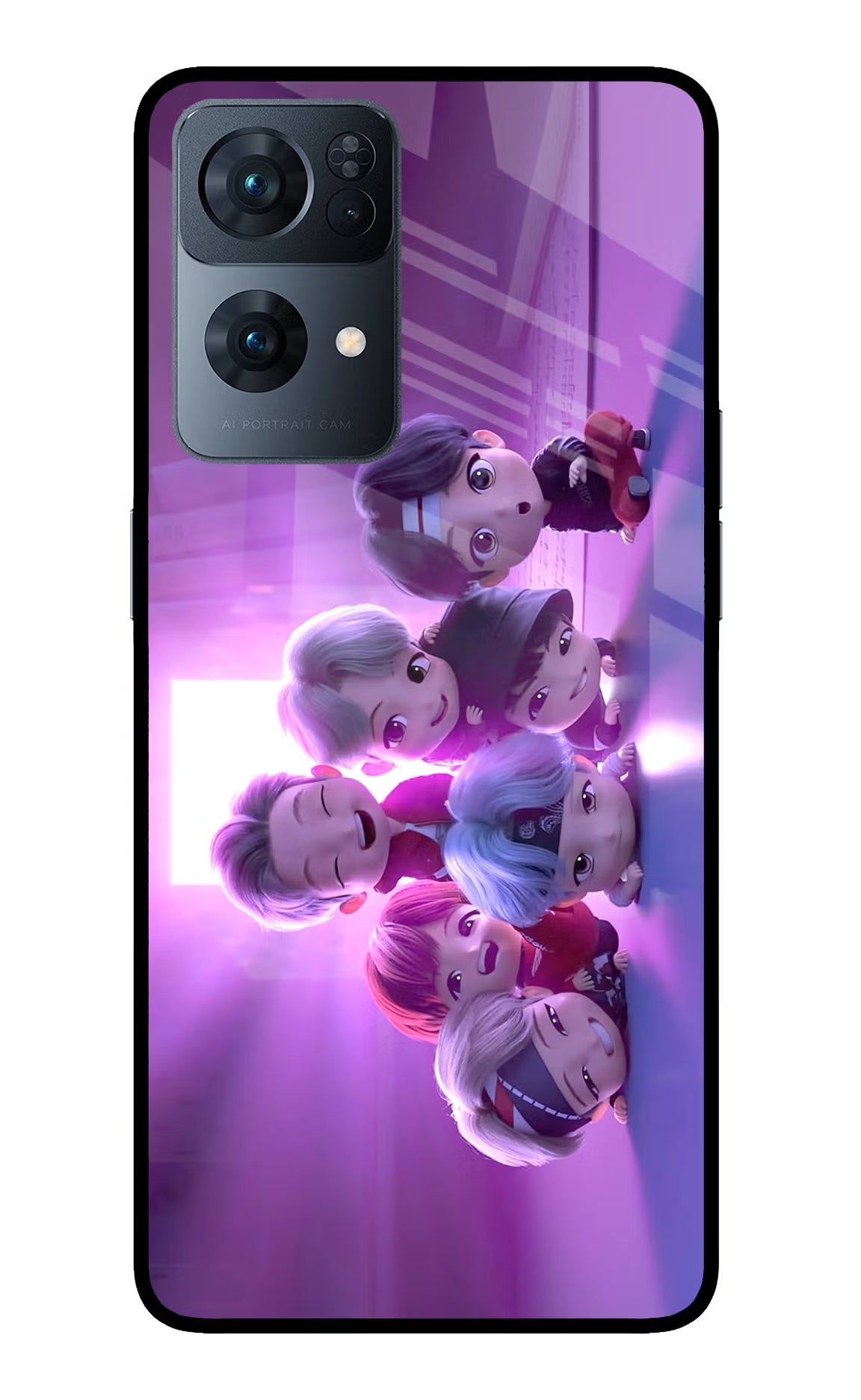BTS Chibi Oppo Reno7 Pro 5G Back Cover - BTS Chibi Oppo Reno7 Pro 5G Glass Case Back Cover by Casekaro BTS Chibi Oppo Reno7 Pro 5G Glass Case Back Cover by Casekaro