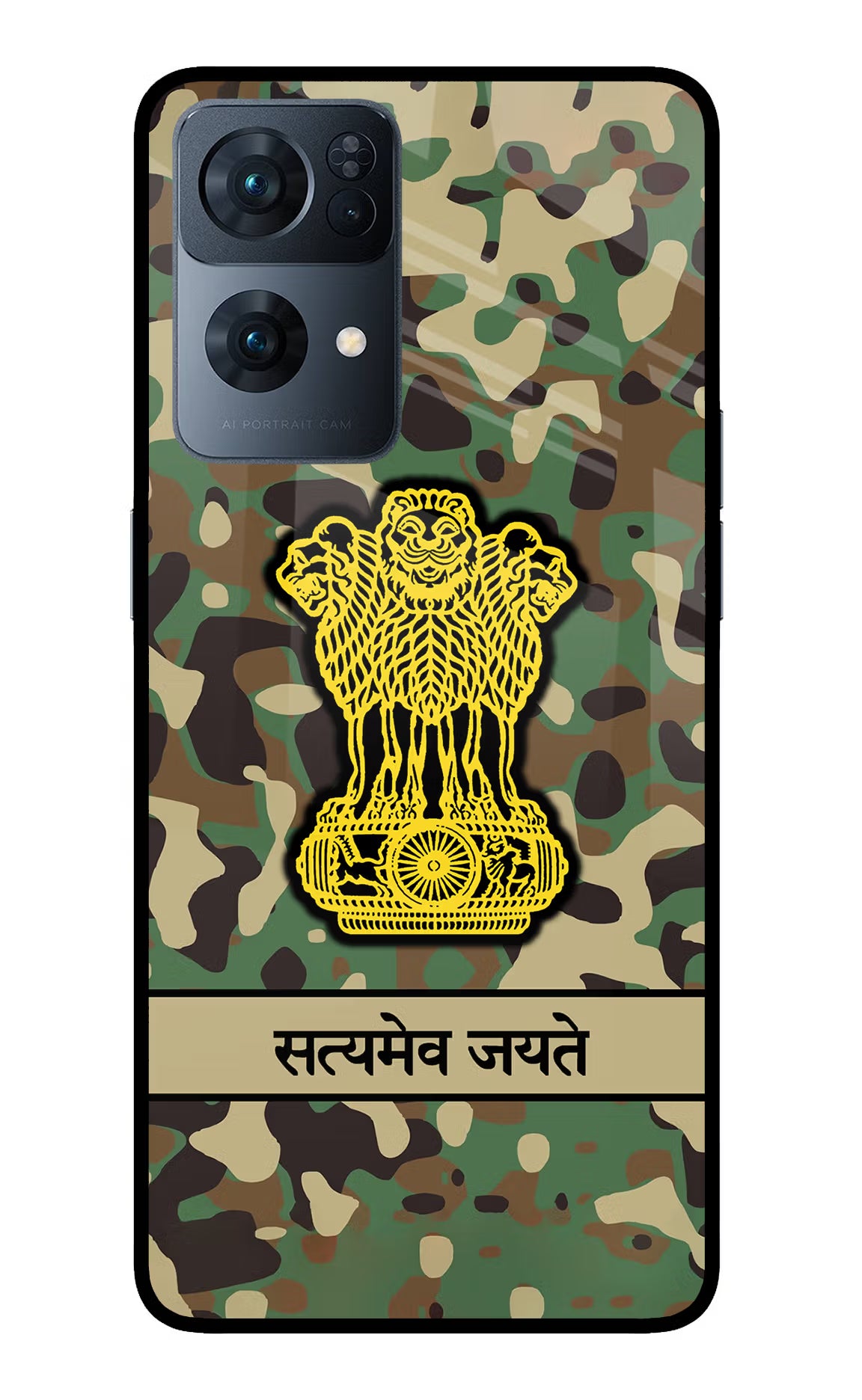 Satyamev Jayate Army Oppo Reno7 Pro 5G Back Cover - Satyamev Jayate Army Oppo Reno7 Pro 5G Glass Case Back Cover by Casekaro Satyamev Jayate Army Oppo Reno7 Pro 5G Glass Case Back Cover by Casekaro