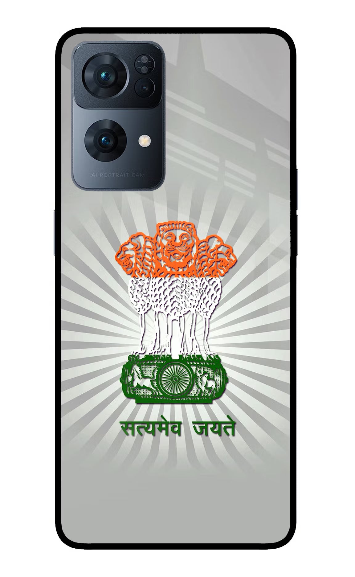 Satyamev Jayate Art Oppo Reno7 Pro 5G Back Cover - Satyamev Jayate Art Oppo Reno7 Pro 5G Glass Case Back Cover by Casekaro Satyamev Jayate Art Oppo Reno7 Pro 5G Glass Case Back Cover by Casekaro