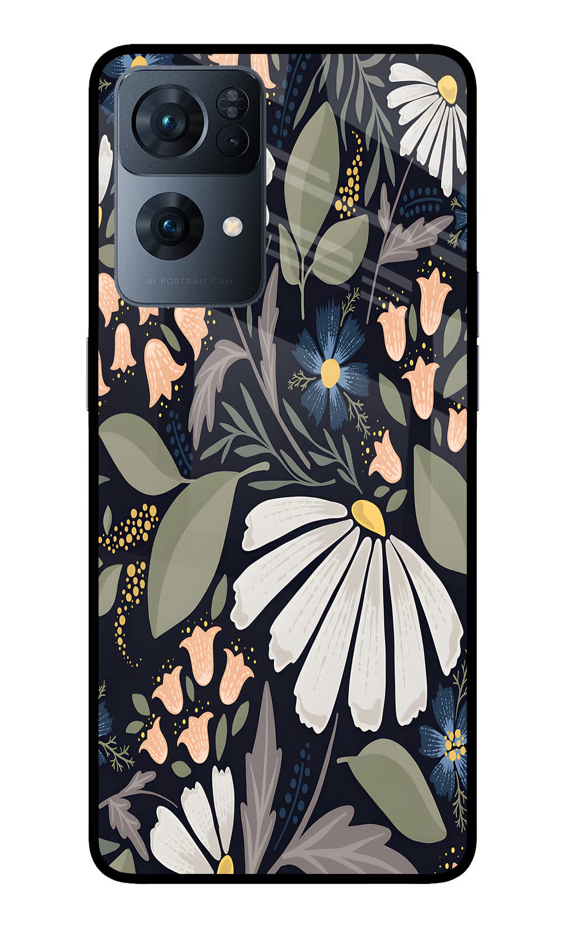 Flowers Art Oppo Reno7 Pro 5G Back Cover - Flowers Art Oppo Reno7 Pro 5G Glass Case Back Cover by Casekaro Flowers Art Oppo Reno7 Pro 5G Glass Case Back Cover by Casekaro