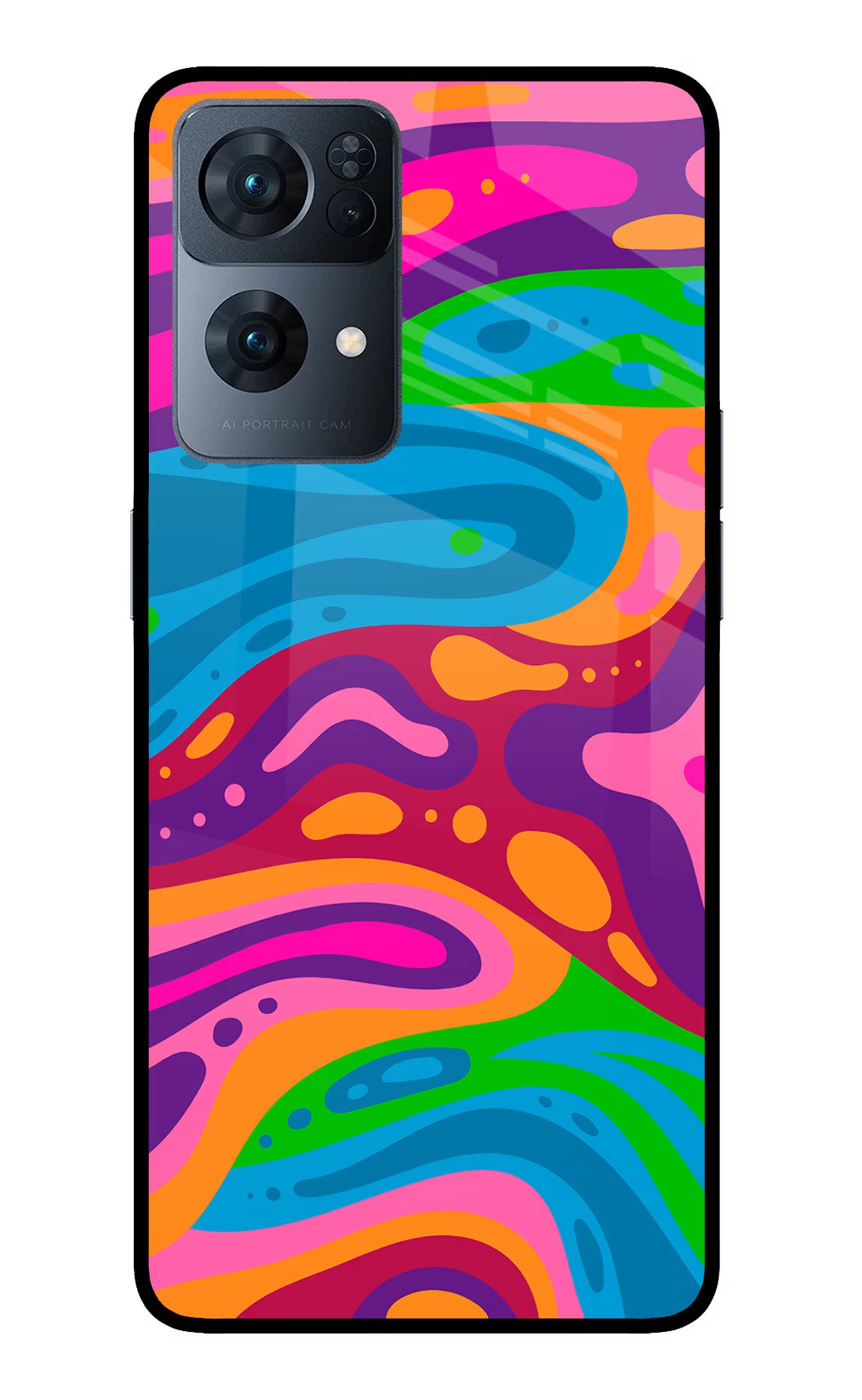 Trippy Pattern Oppo Reno7 Pro 5G Back Cover - Trippy Pattern Oppo Reno7 Pro 5G Glass Case Back Cover by Casekaro Trippy Pattern Oppo Reno7 Pro 5G Glass Case Back Cover by Casekaro