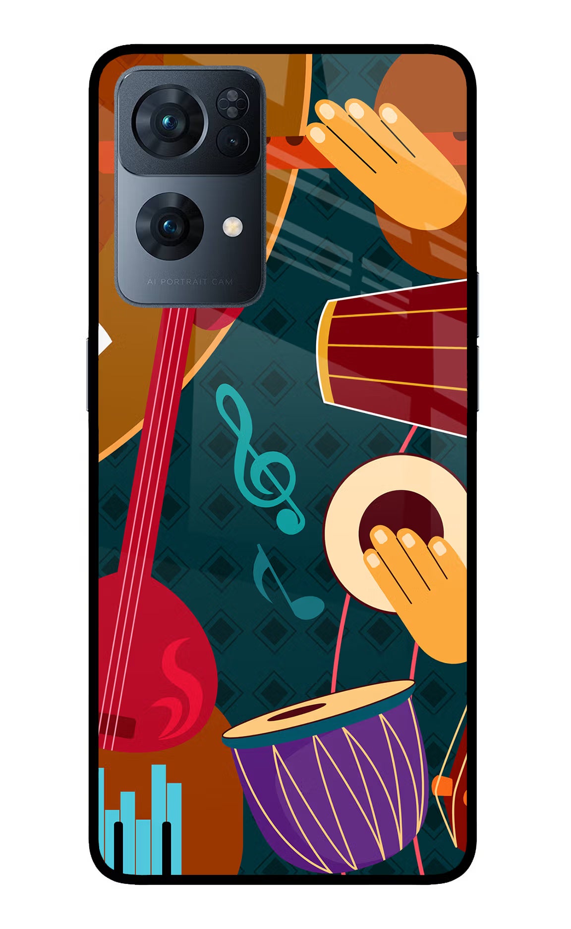 Music Instrument Oppo Reno7 Pro 5G Back Cover - Music Instrument Oppo Reno7 Pro 5G Glass Case Back Cover by Casekaro Music Instrument Oppo Reno7 Pro 5G Glass Case Back Cover by Casekaro
