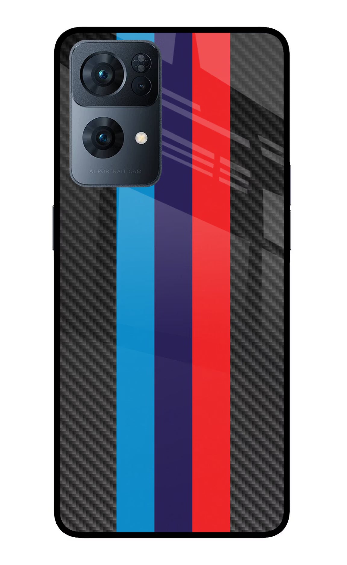 BMW Stripes Pattern Oppo Reno7 Pro 5G Back Cover - BMW Stripes Pattern Oppo Reno7 Pro 5G Glass Case Back Cover by Casekaro BMW Stripes Pattern Oppo Reno7 Pro 5G Glass Case Back Cover by Casekaro