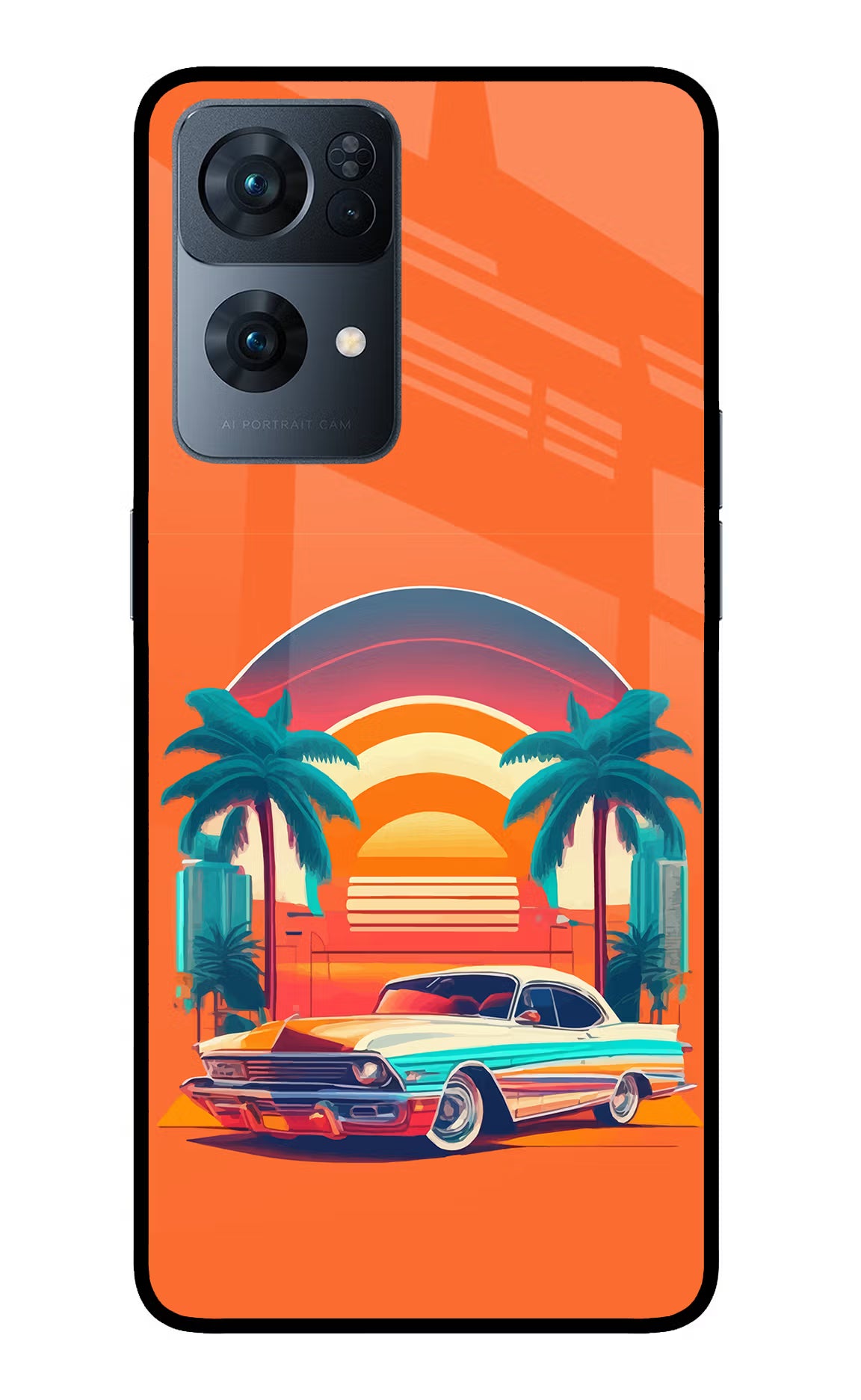 Palm Drive 80s Oppo Reno7 Pro 5G Glass Case - Palm Drive 80s Oppo Reno7 Pro 5G Glass Case Palm Drive 80s Oppo Reno7 Pro 5G Glass Case