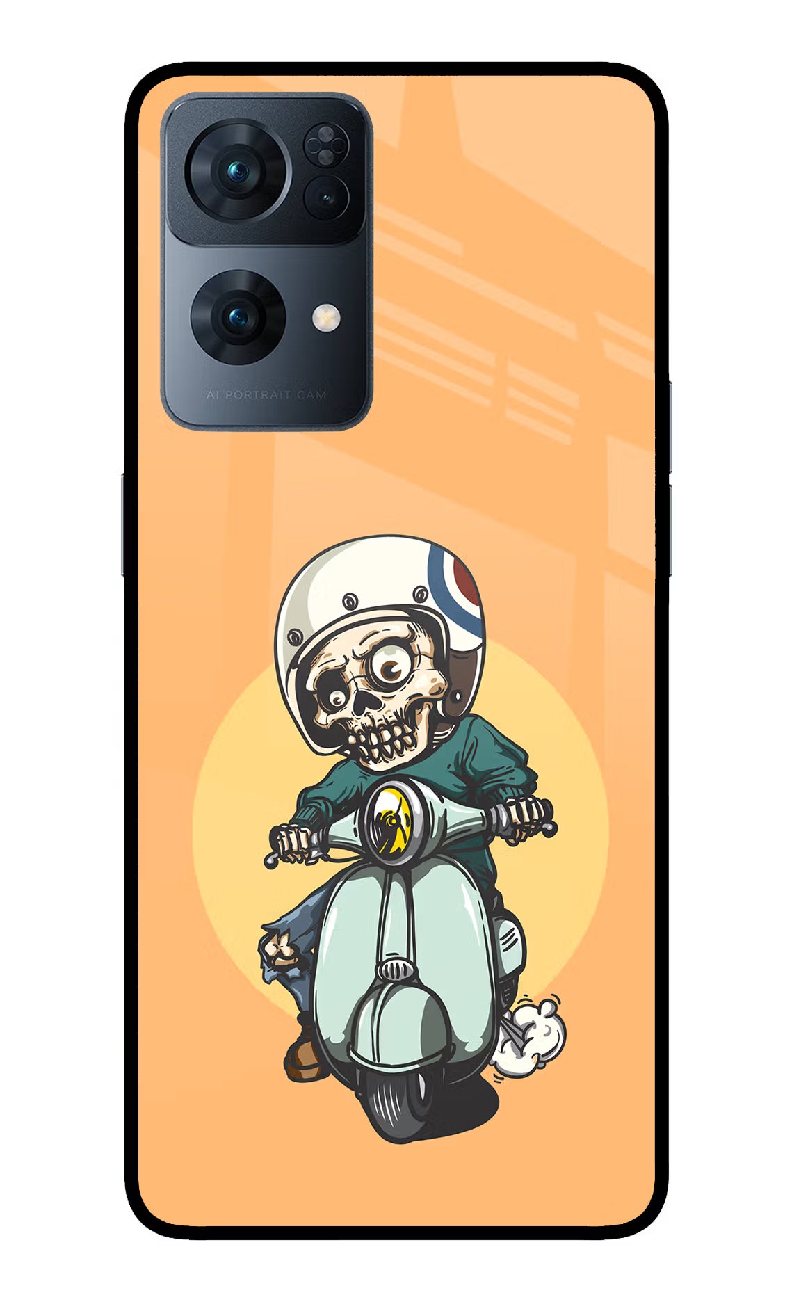 Undead Biker Oppo Reno7 Pro 5G Back Cover - Undead Biker Oppo Reno7 Pro 5G Glass Case Back Cover by Casekaro Undead Biker Oppo Reno7 Pro 5G Glass Case Back Cover by Casekaro