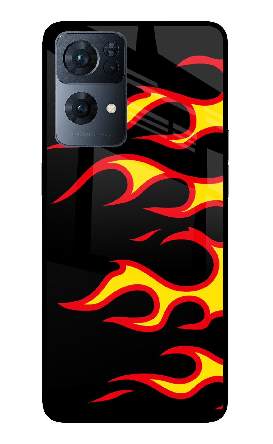 Side Sweep Flames Oppo Reno7 Pro 5G Glass Case - Side Sweep Flames Oppo Reno7 Pro 5G Glass Case Side Sweep Flames Oppo Reno7 Pro 5G Glass Case