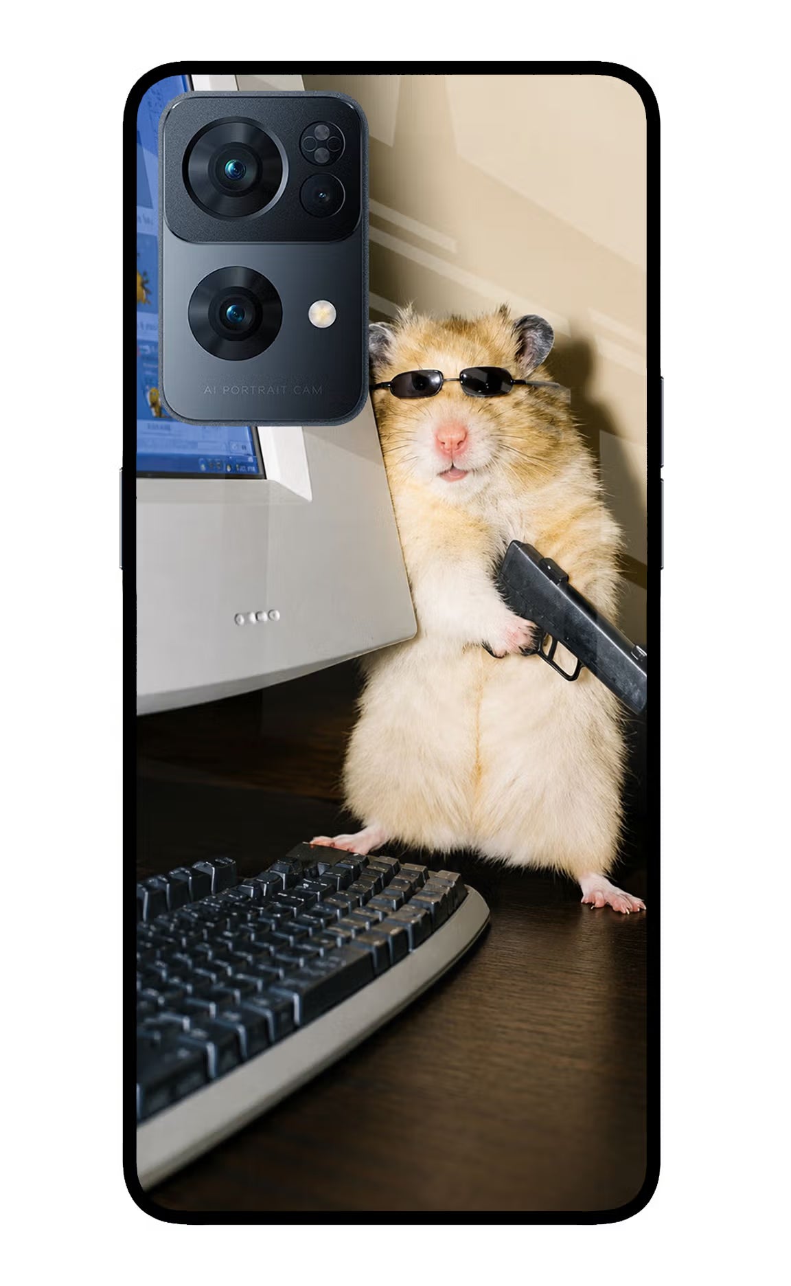 Hacker Hamster Oppo Reno7 Pro 5G Glass Case - Hacker Hamster Oppo Reno7 Pro 5G Glass Case Hacker Hamster Oppo Reno7 Pro 5G Glass Case