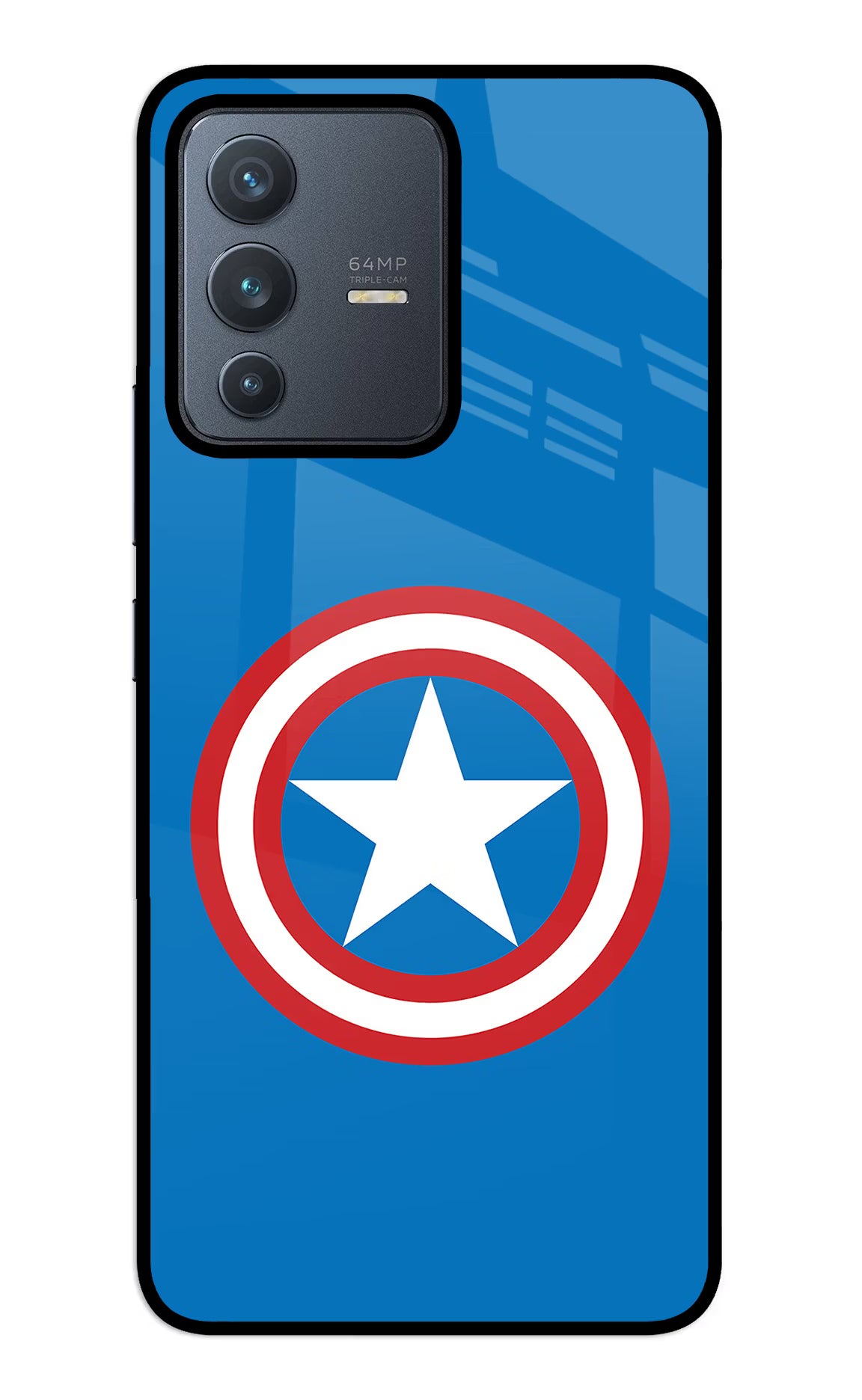 Captain America Logo Vivo V23 5G Back Cover - Captain America Logo Vivo V23 5G Glass Case Back Cover by Casekaro Captain America Logo Vivo V23 5G Glass Case Back Cover by Casekaro