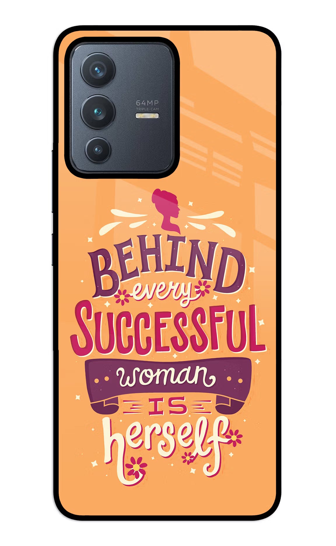 Behind Every Successful Woman There Is Herself Vivo V23 5G Back Cover - Behind Every Successful Woman There Is Herself Vivo V23 5G Glass Case Back Cover by Casekaro Behind Every Successful Woman There Is Herself Vivo V23 5G Glass Case Back Cover by Casekaro