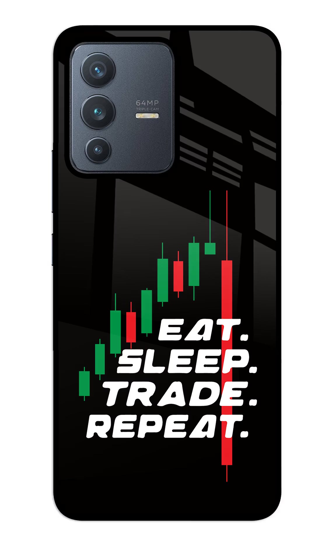 Eat Sleep Trade Repeat Vivo V23 5G Back Cover - Eat Sleep Trade Repeat Vivo V23 5G Glass Case Back Cover by Casekaro Eat Sleep Trade Repeat Vivo V23 5G Glass Case Back Cover by Casekaro
