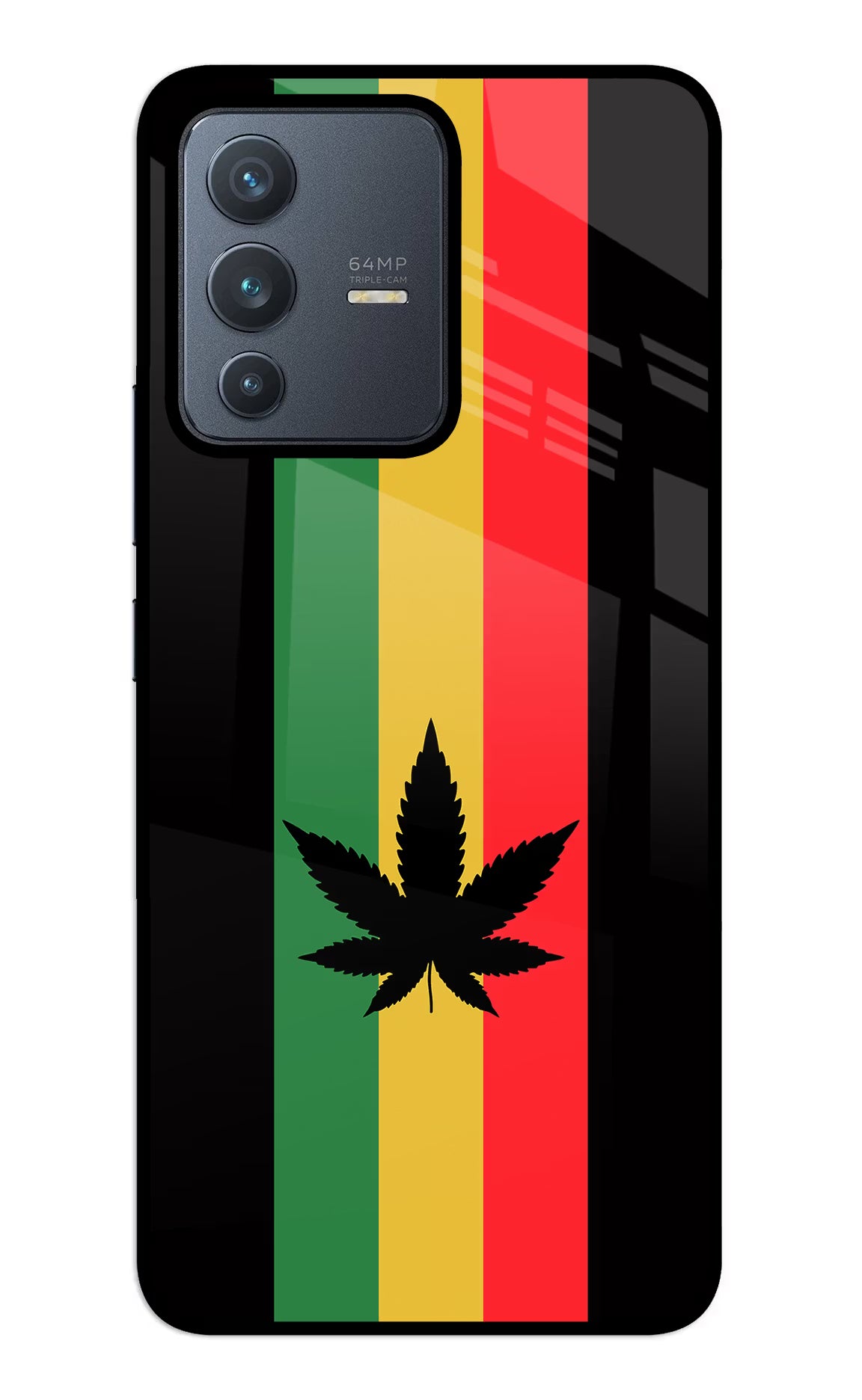 Weed Flag Vivo V23 5G Back Cover - Weed Flag Vivo V23 5G Glass Case Back Cover by Casekaro Weed Flag Vivo V23 5G Glass Case Back Cover by Casekaro