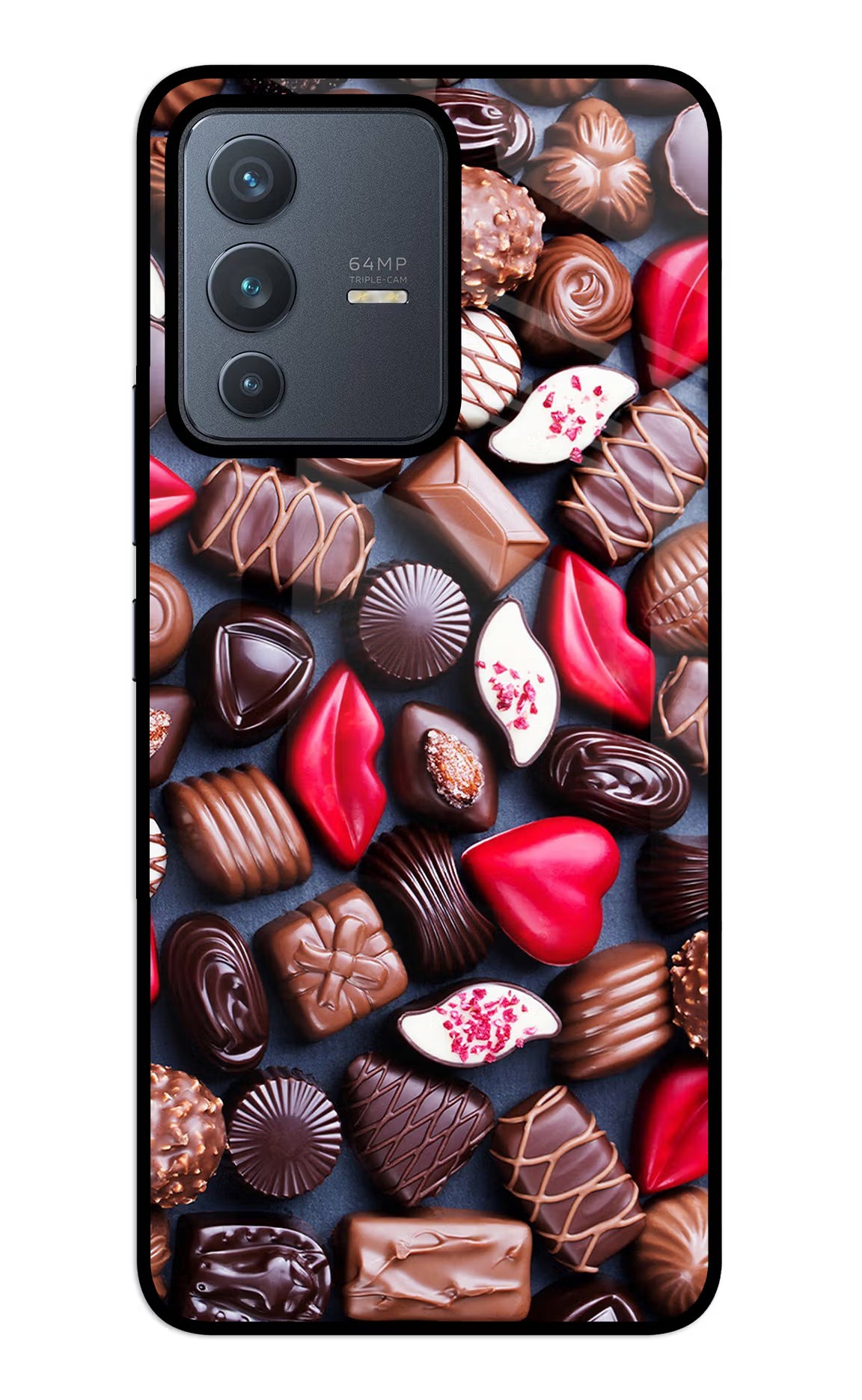 Chocolates Vivo V23 5G Back Cover - Chocolates Vivo V23 5G Glass Case Back Cover by Casekaro Chocolates Vivo V23 5G Glass Case Back Cover by Casekaro