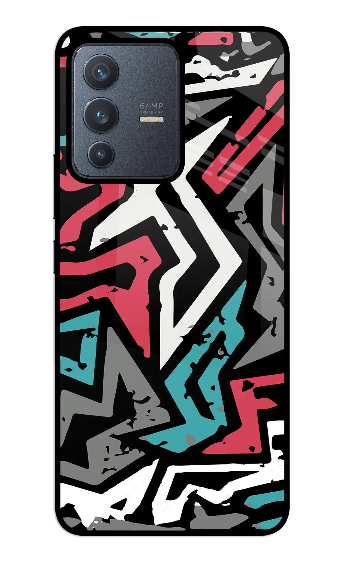 Geometric Graffiti Vivo V23 5G Back Cover - Geometric Graffiti Vivo V23 5G Glass Case Back Cover by Casekaro Geometric Graffiti Vivo V23 5G Glass Case Back Cover by Casekaro