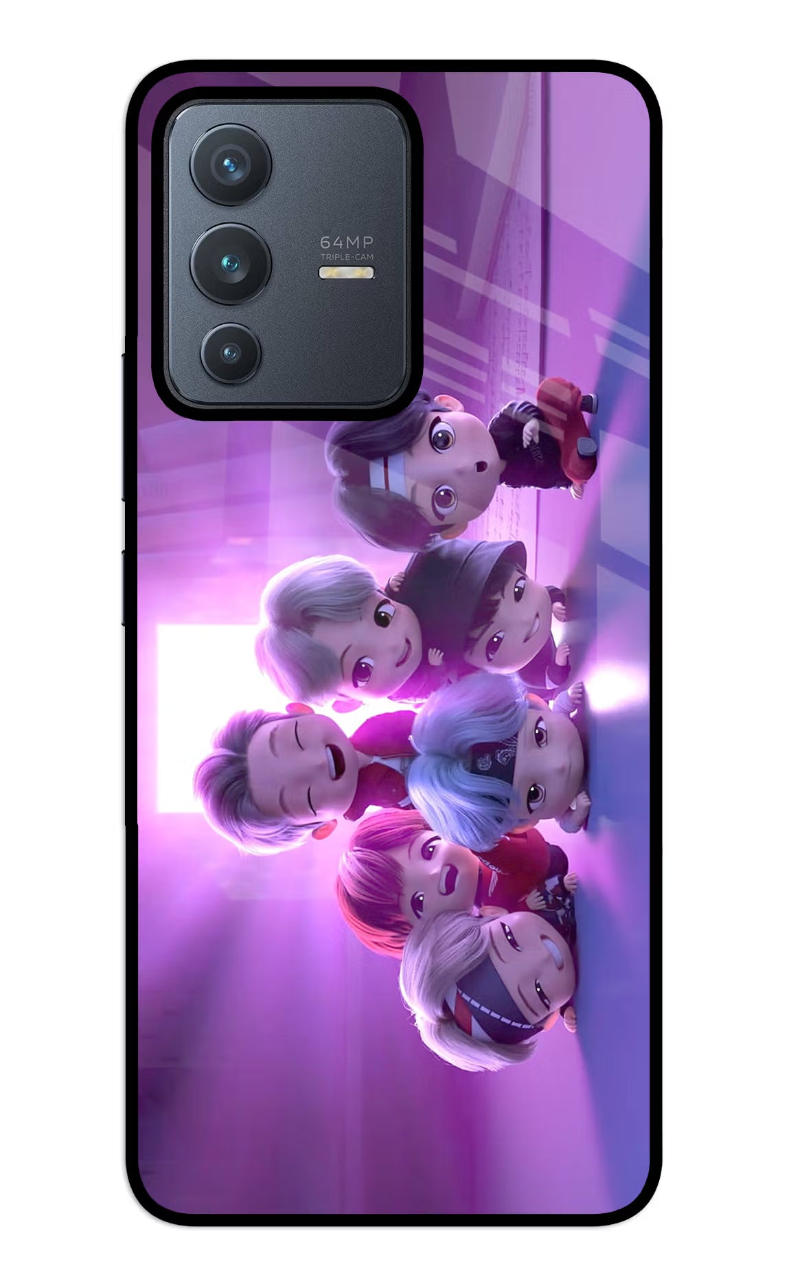 BTS Chibi Vivo V23 5G Back Cover - BTS Chibi Vivo V23 5G Glass Case Back Cover by Casekaro BTS Chibi Vivo V23 5G Glass Case Back Cover by Casekaro