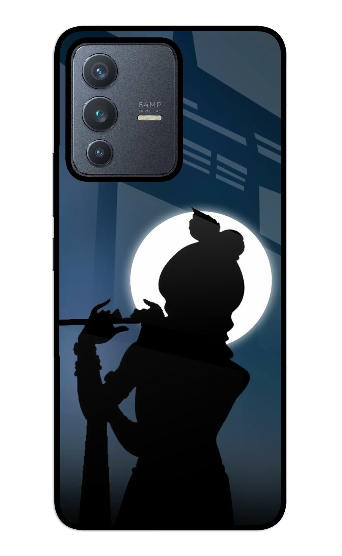 Shri Krishna Silhouette Vivo V23 5G Back Cover - Shri Krishna Silhouette Vivo V23 5G Glass Case Back Cover by Casekaro Shri Krishna Silhouette Vivo V23 5G Glass Case Back Cover by Casekaro