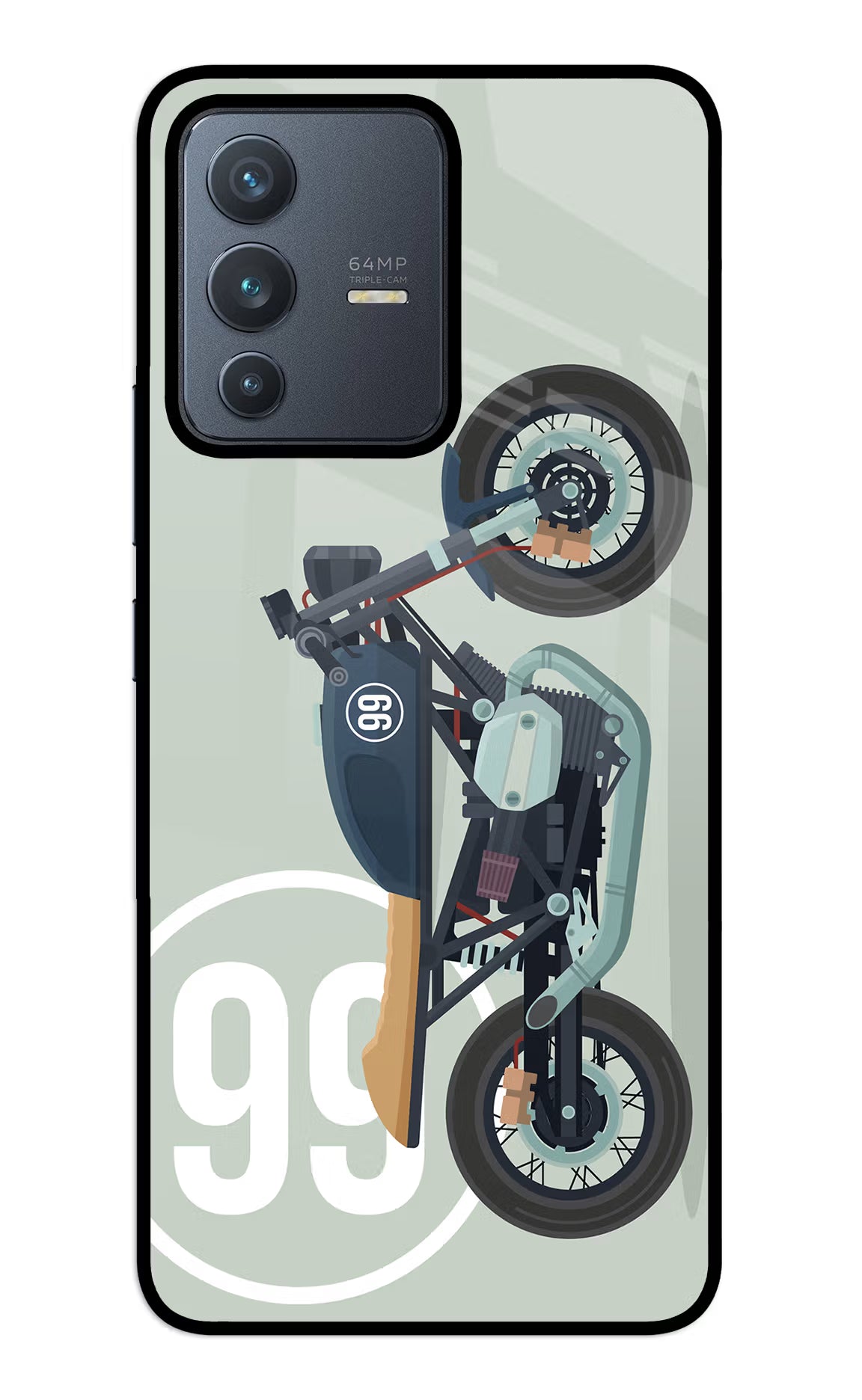 Classic Cafe Racer 99 Vivo V23 5G Back Cover - Classic Cafe Racer 99 Vivo V23 5G Glass Case Back Cover by Casekaro Classic Cafe Racer 99 Vivo V23 5G Glass Case Back Cover by Casekaro