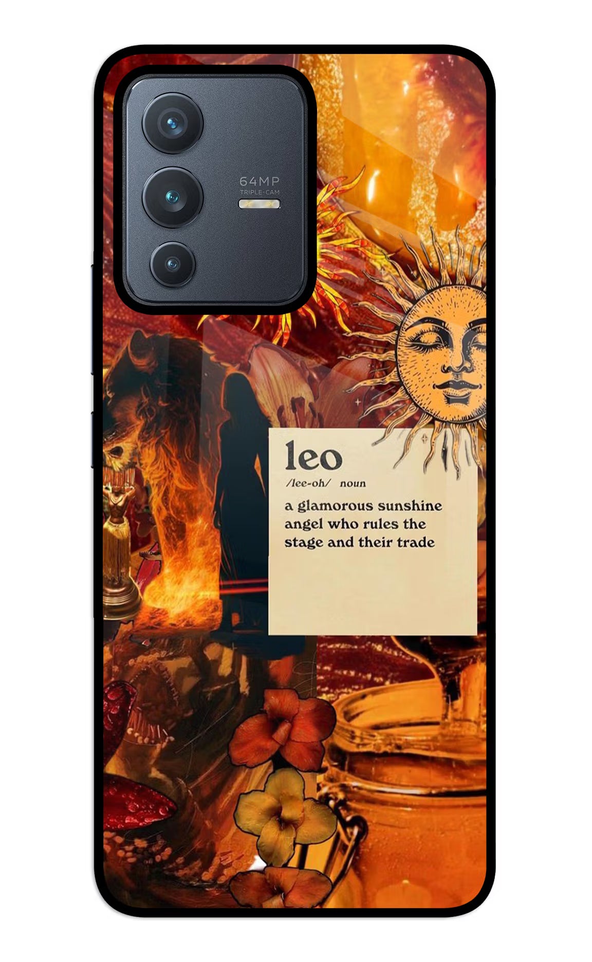 Leo Zodiac Vivo V23 5G Glass Case - Leo Zodiac Vivo V23 5G Glass Case Leo Zodiac Vivo V23 5G Glass Case
