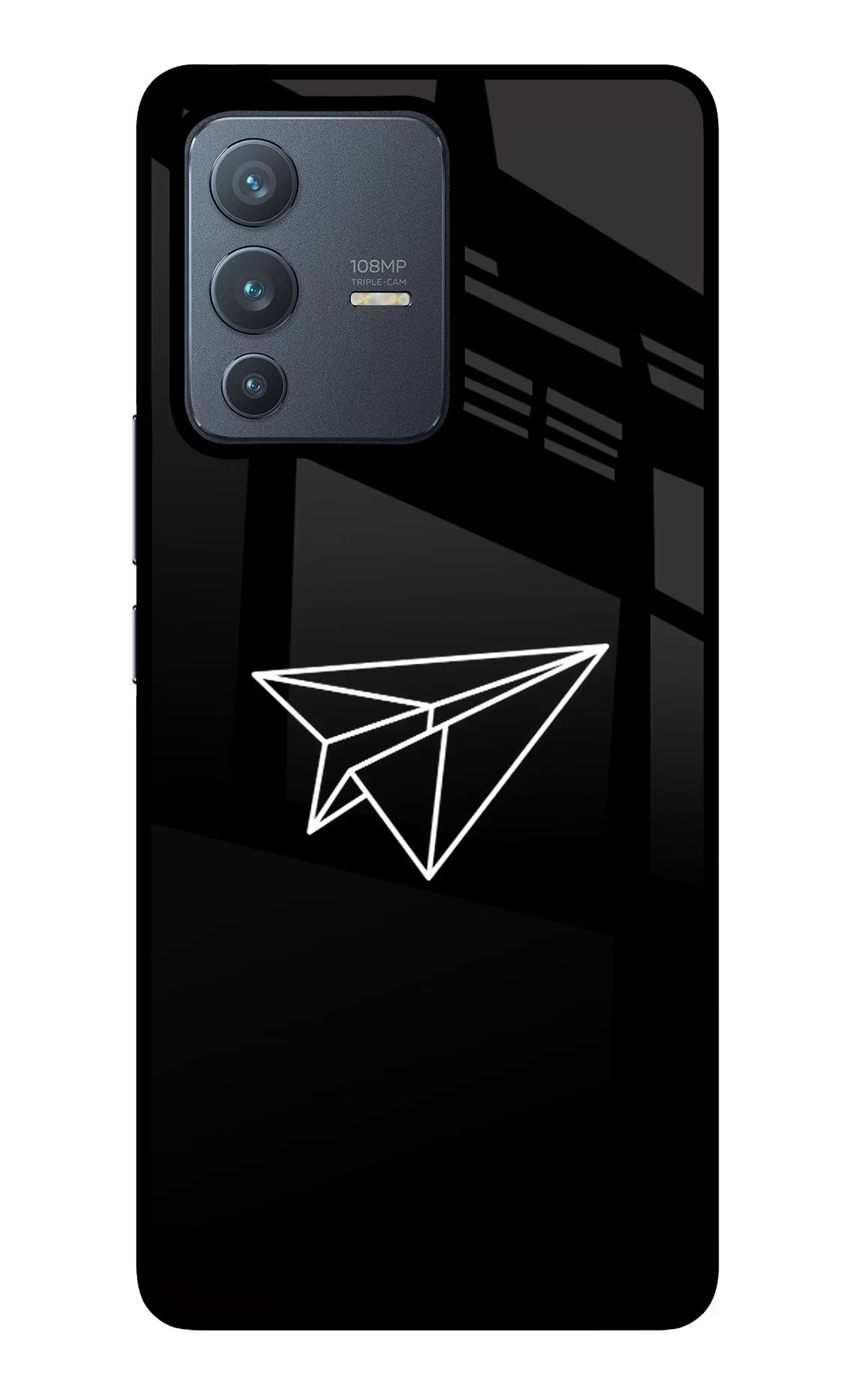 Paper Plane White Vivo V23 Pro 5G Back Cover - Paper Plane White Vivo V23 Pro 5G Glass Case Back Cover by Casekaro Paper Plane White Vivo V23 Pro 5G Glass Case Back Cover by Casekaro