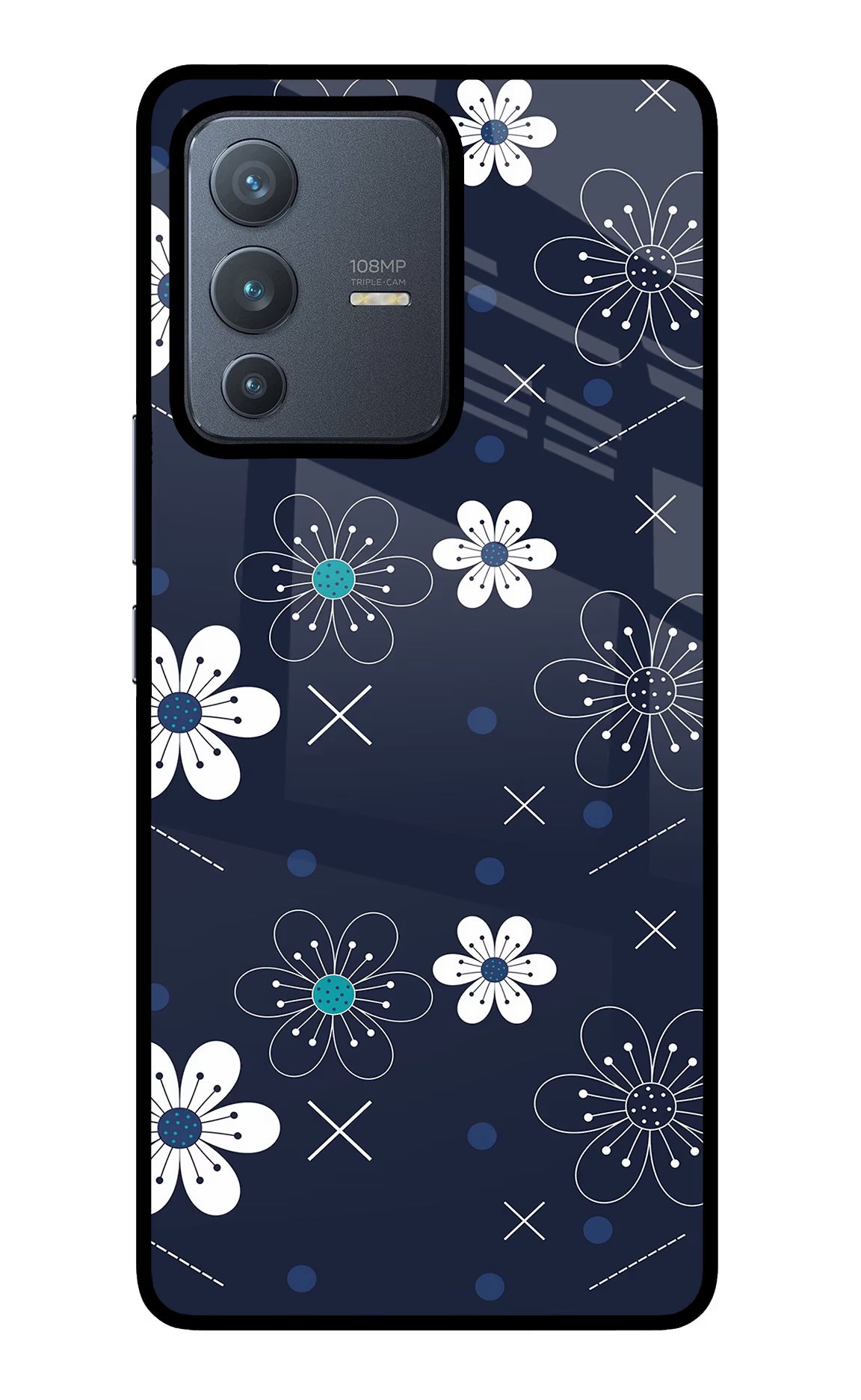 Flowers Vivo V23 Pro 5G Back Cover - Flowers Vivo V23 Pro 5G Glass Case Back Cover by Casekaro Flowers Vivo V23 Pro 5G Glass Case Back Cover by Casekaro