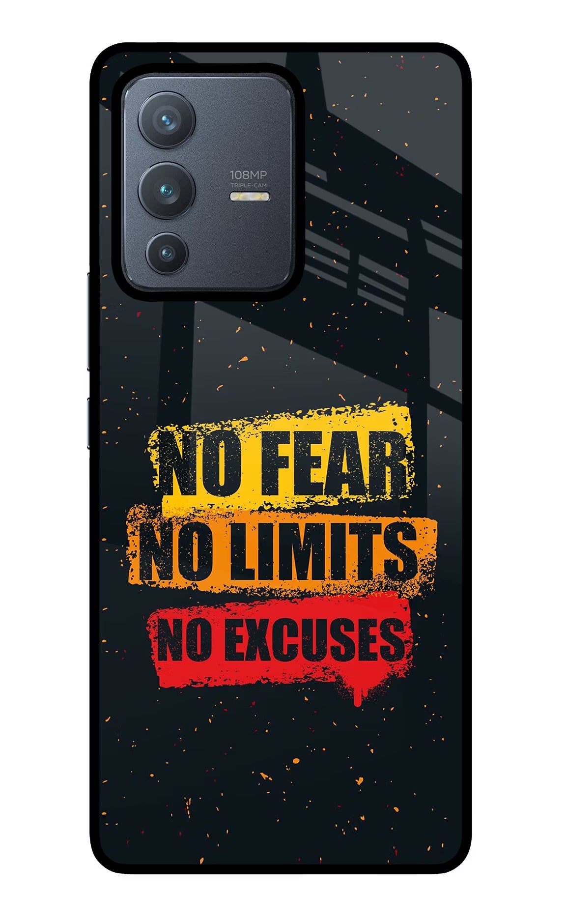 No Fear No Limits No Excuse Vivo V23 Pro 5G Back Cover - No Fear No Limits No Excuse Vivo V23 Pro 5G Glass Case Back Cover by Casekaro No Fear No Limits No Excuse Vivo V23 Pro 5G Glass Case Back Cover by Casekaro