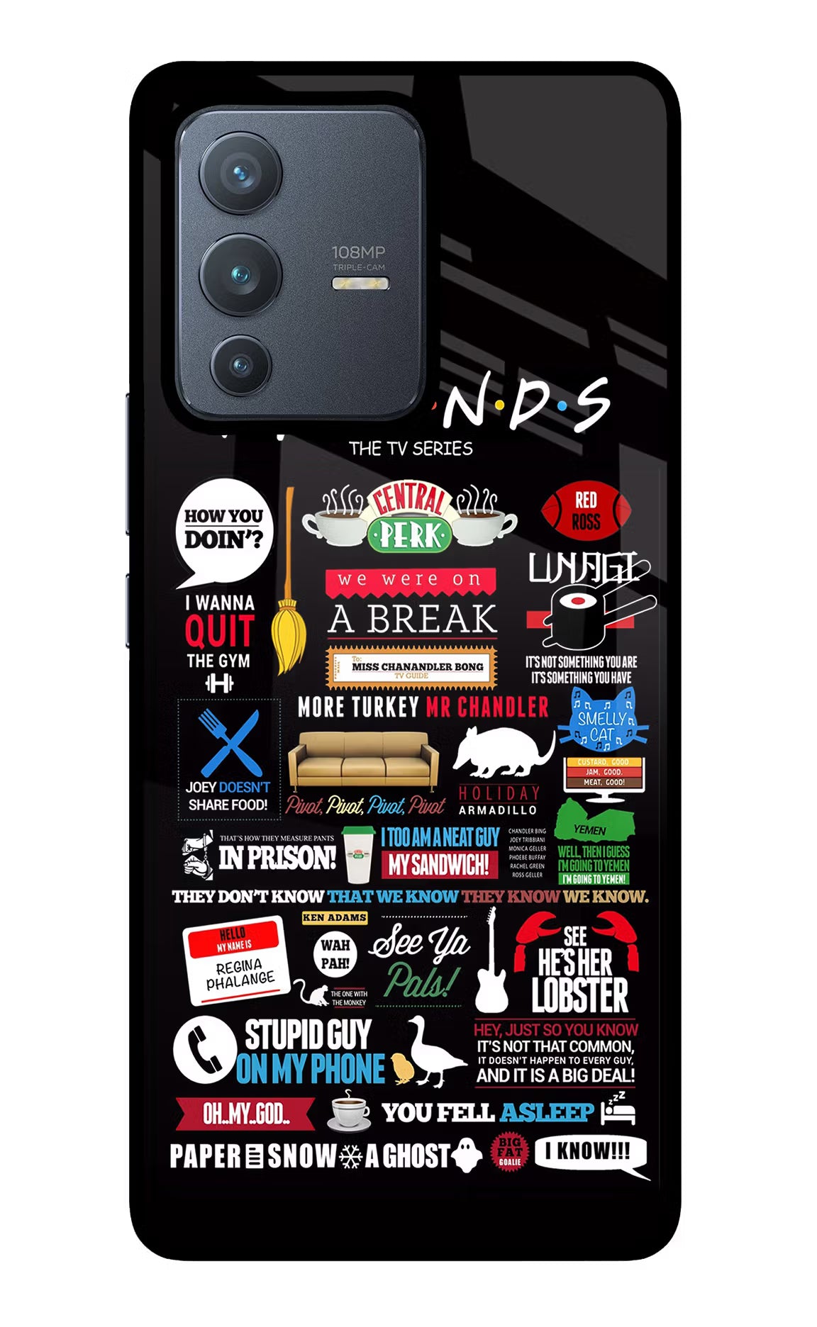FRIENDS Vivo V23 Pro 5G Back Cover - FRIENDS Vivo V23 Pro 5G Glass Case Back Cover by Casekaro FRIENDS Vivo V23 Pro 5G Glass Case Back Cover by Casekaro