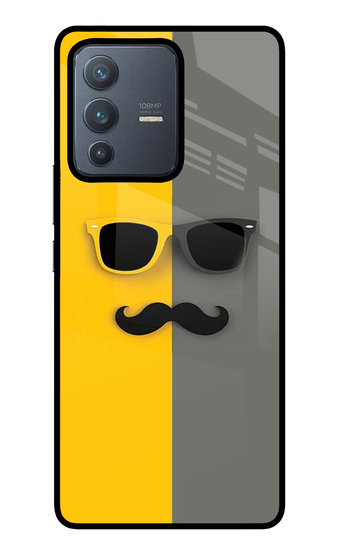 Sunglasses with Mustache Vivo V23 Pro 5G Back Cover - Sunglasses with Mustache Vivo V23 Pro 5G Glass Case Back Cover by Casekaro Sunglasses with Mustache Vivo V23 Pro 5G Glass Case Back Cover by Casekaro