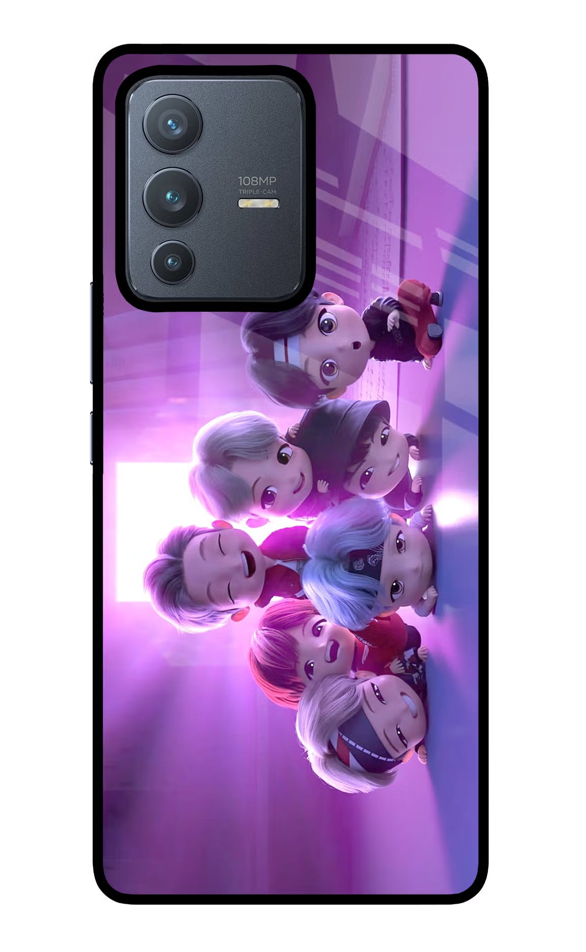 BTS Chibi Vivo V23 Pro 5G Glass Case - BTS Chibi Vivo V23 Pro 5G Glass Case BTS Chibi Vivo V23 Pro 5G Glass Case