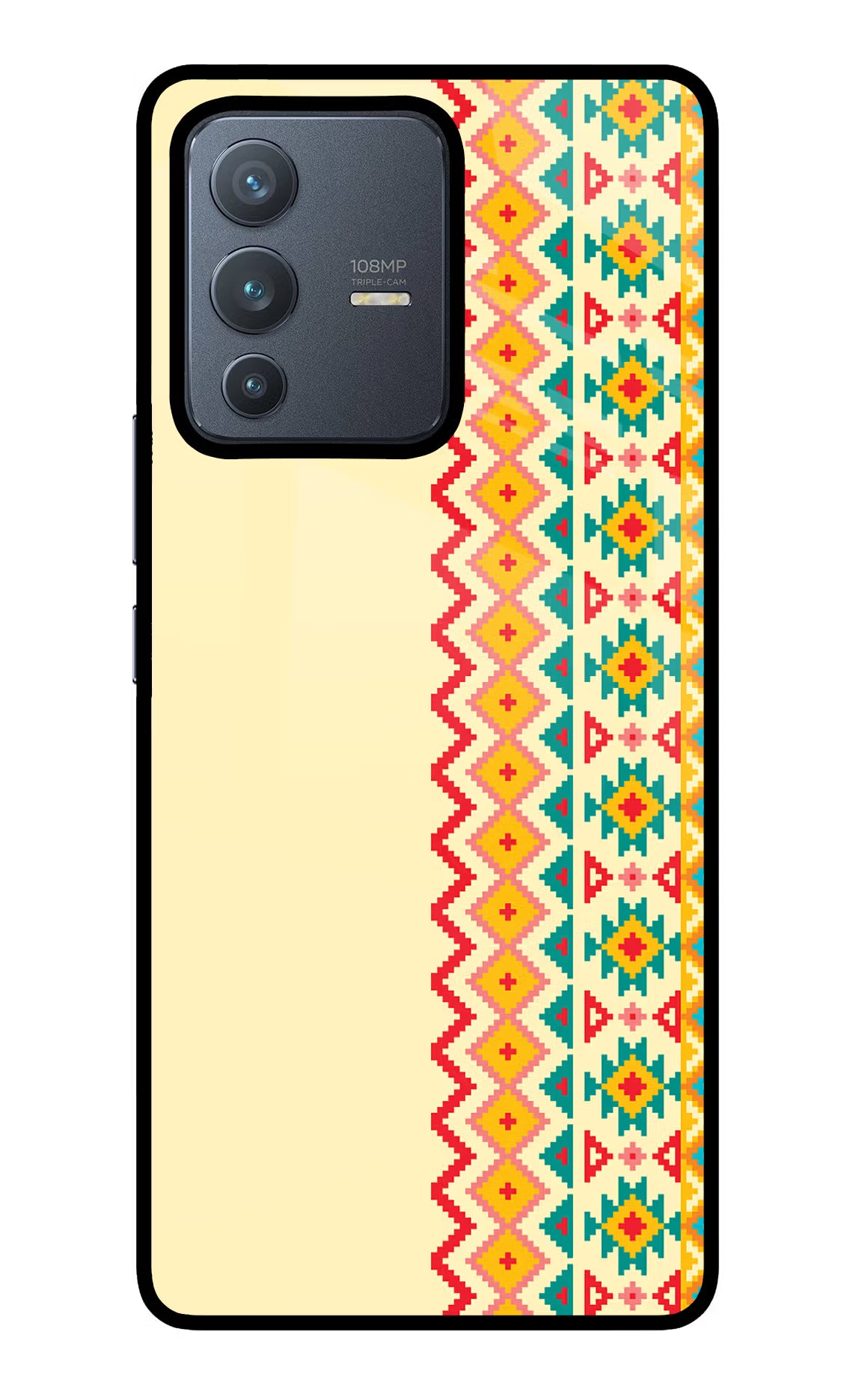 Ethnic Seamless Vivo V23 Pro 5G Back Cover - Ethnic Seamless Vivo V23 Pro 5G Glass Case Back Cover by Casekaro Ethnic Seamless Vivo V23 Pro 5G Glass Case Back Cover by Casekaro