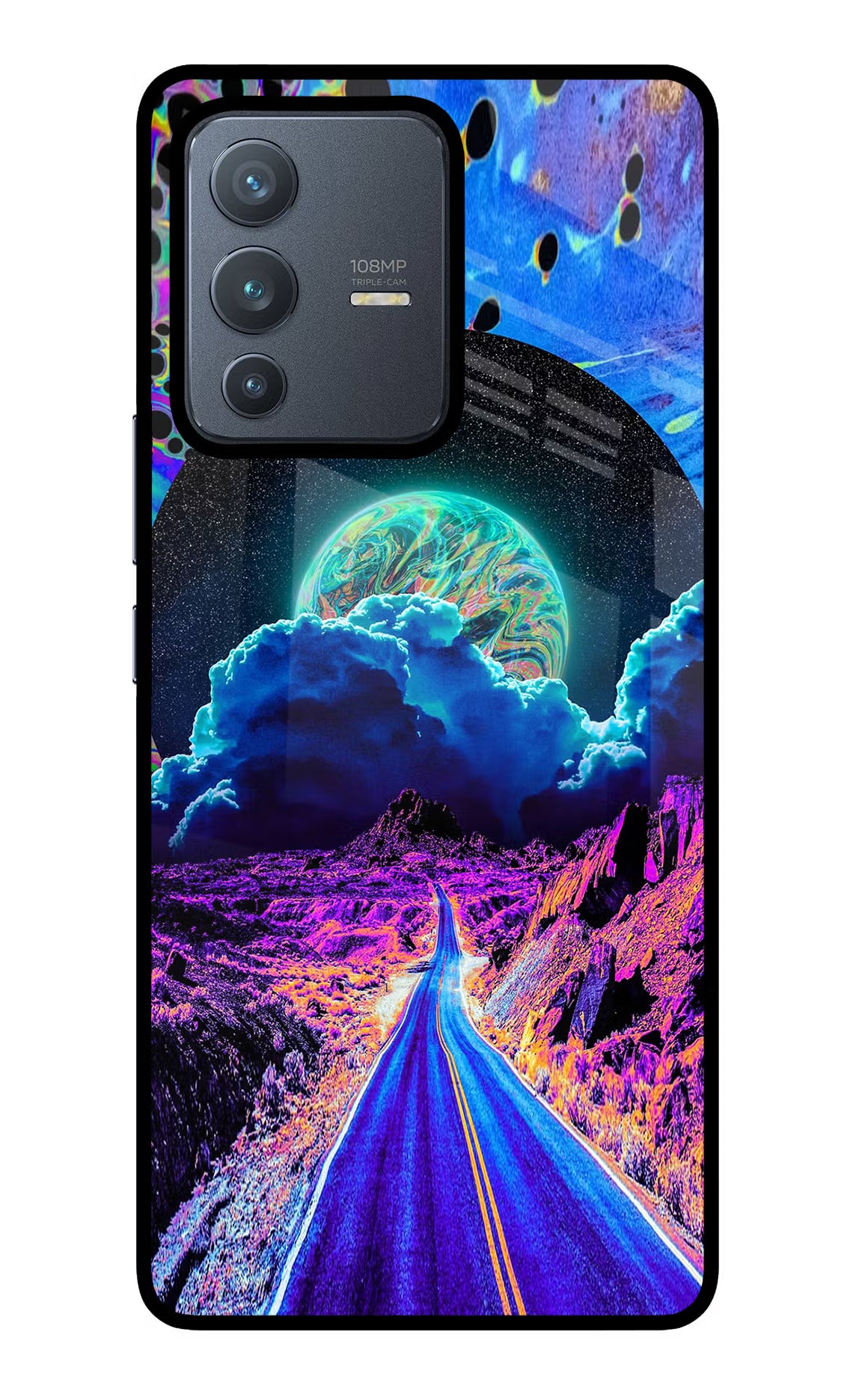 Psychedelic Painting Vivo V23 Pro 5G Glass Case - Psychedelic Painting Vivo V23 Pro 5G Glass Case Psychedelic Painting Vivo V23 Pro 5G Glass Case