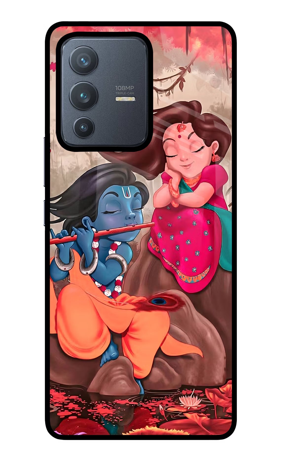 Radhe Krishna Vivo V23 Pro 5G Back Cover - Radhe Krishna Vivo V23 Pro 5G Glass Case Back Cover by Casekaro Radhe Krishna Vivo V23 Pro 5G Glass Case Back Cover by Casekaro